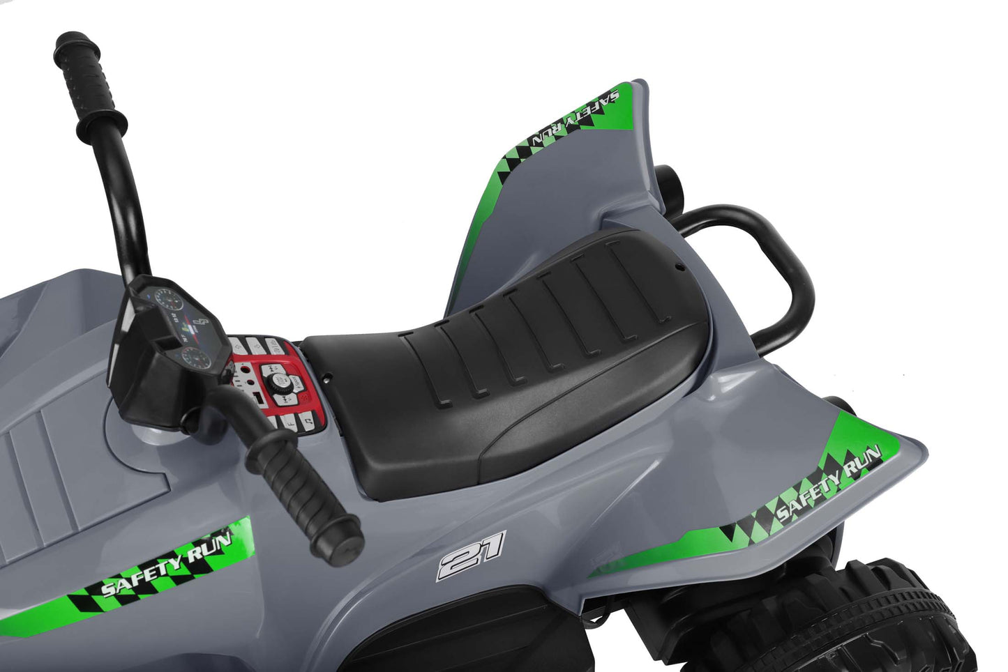 24V Battery Powered Ride on ATV, 4WD Kids Ride on Cars with Bluetooth, Music, LED Light, USB/AUX Ports, Ride on Toys Electric Cars for Kids Boys Girls 3-8 Ages Gifts, Gray