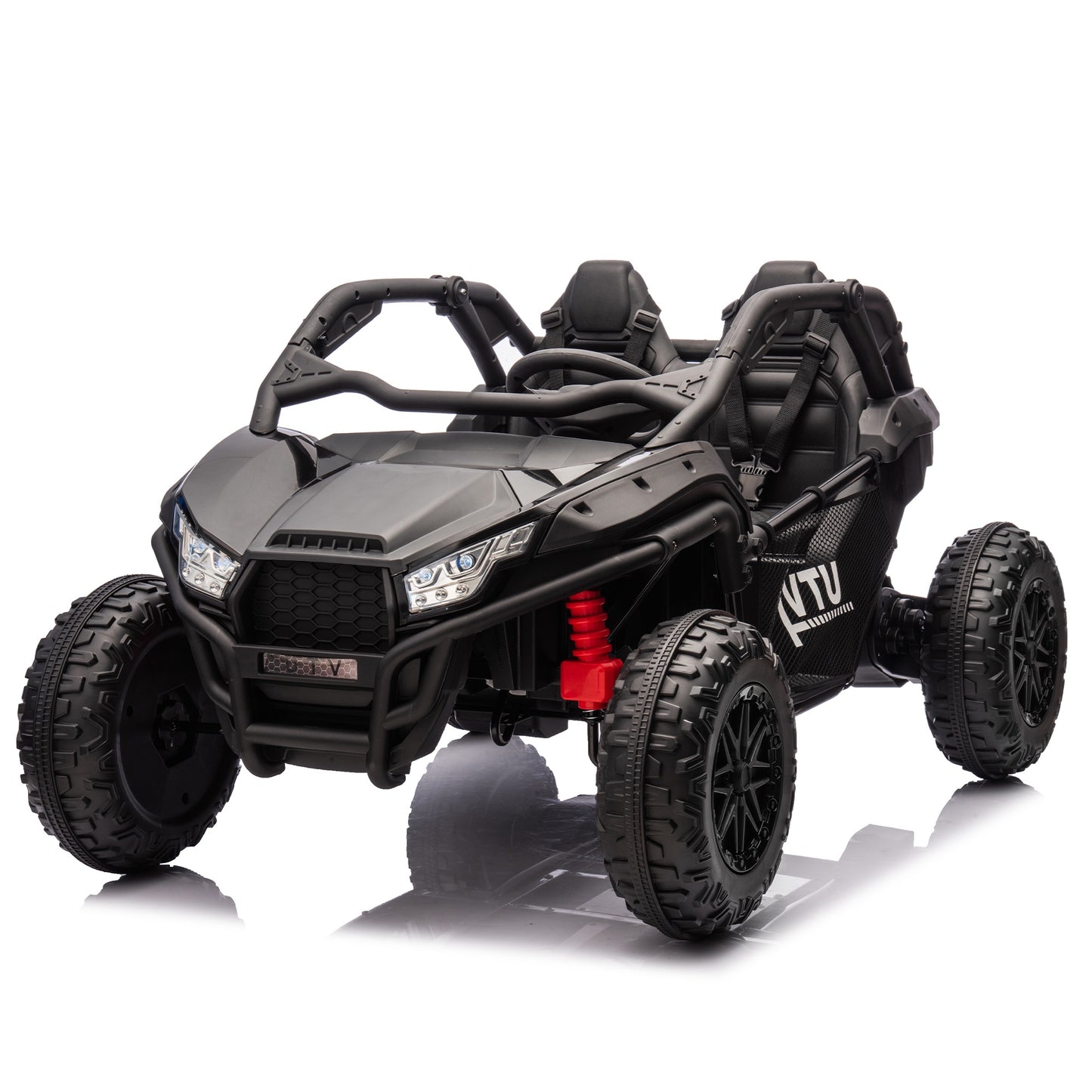 iRerts 2 Seater Ride on Car for Kids, 24 Volt Ride on Toys for Boys Girls Gifts, Powered Ride on UTV Electric Vehicle with Remote Control, Bluetooth, MP3/USB Ports, 4 Wheel Spring Suspension, Black
