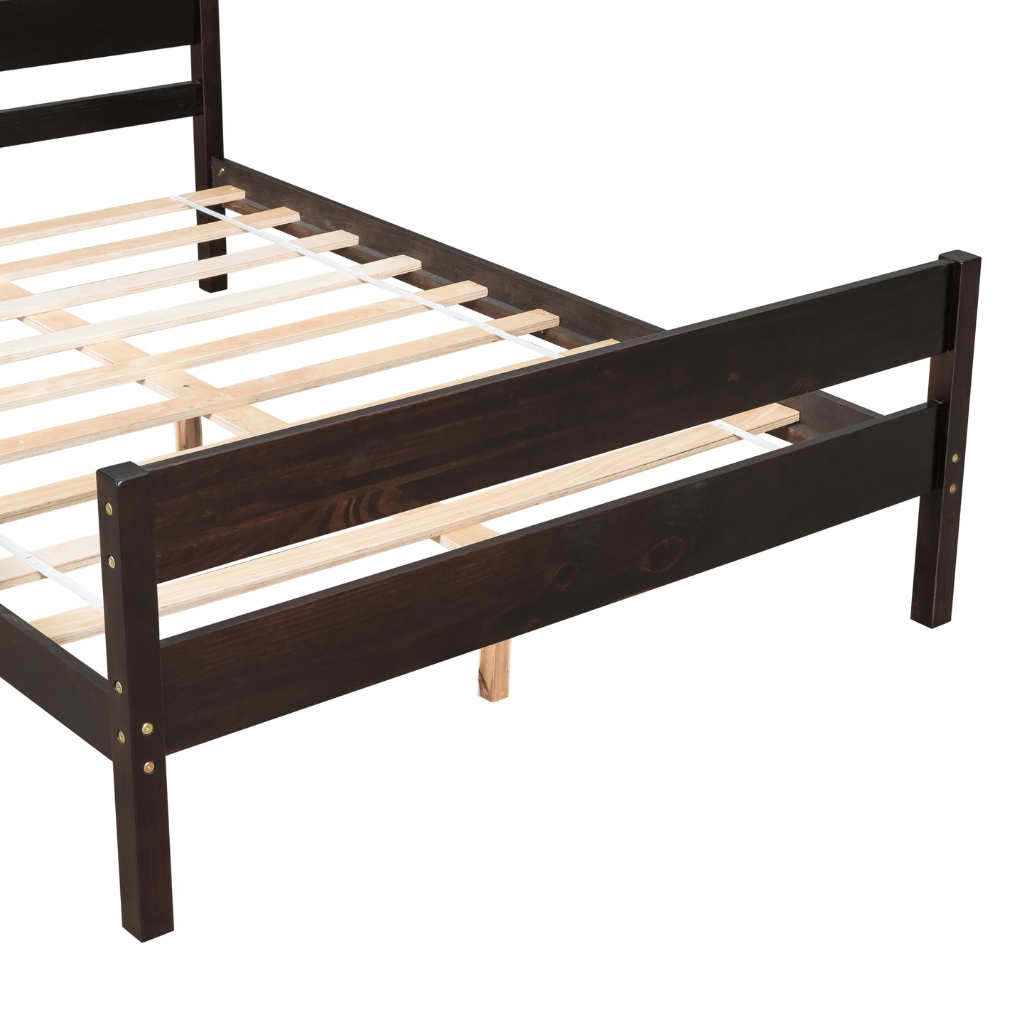 iRerts Wood Full Bed Frame, Espresso Full Platform Bed Frame with Headboard and Footboard, Modern Full Bed Frame No Box Spring Needed for Adults Teens Kids, Full Size Bed Frame with Wood Slat Support