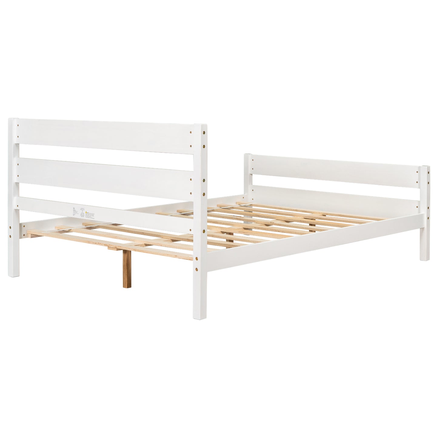 iRerts Wood Full Bed Frame, White Full Platform Bed Frame with Headboard and Footboard, Modern Full Bed Frame No Box Spring Needed for Adults Teens Kids, Full Size Bed Frame with Wood Slat Support