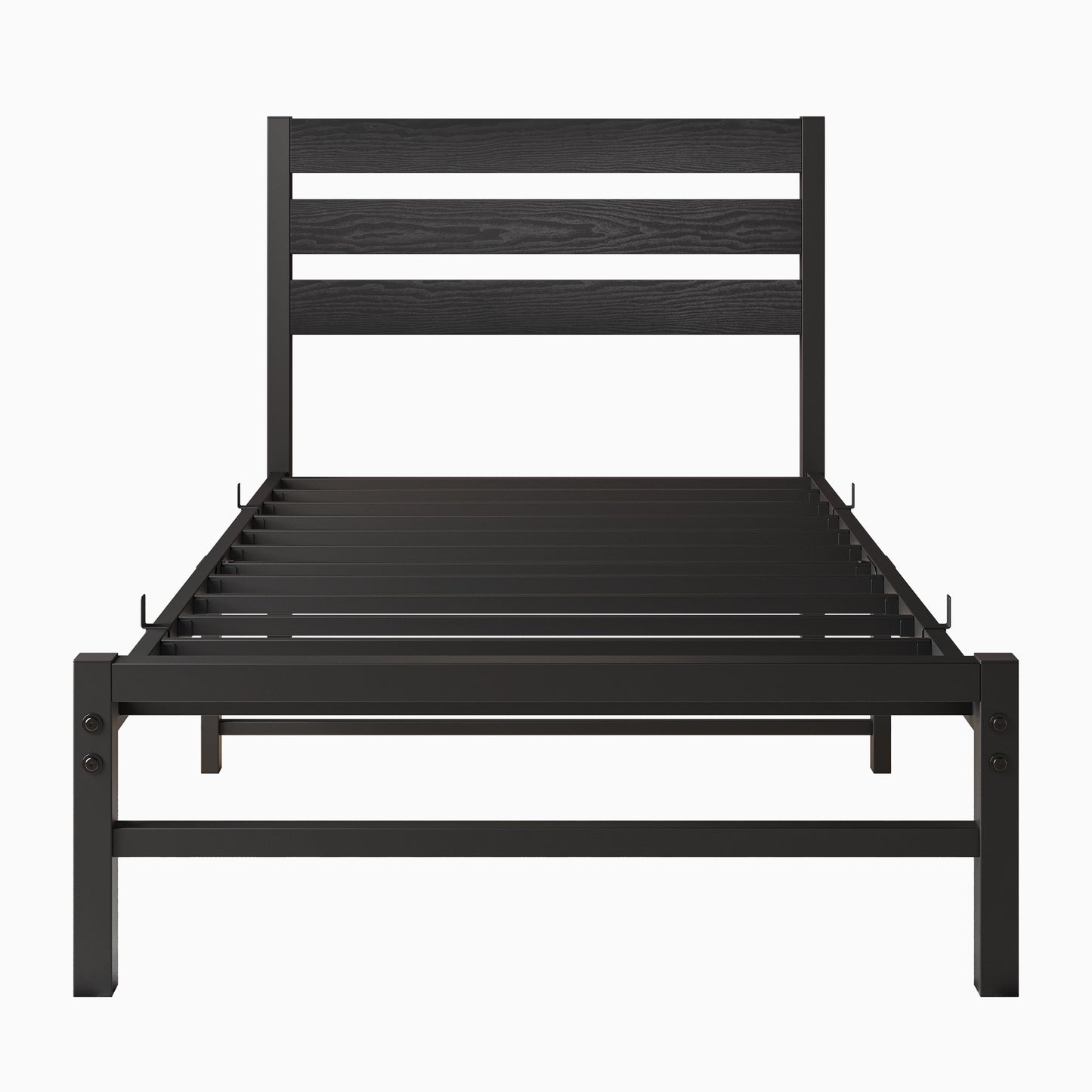 iRerts Twin Bed Frame with Headboard, Metal Platform Bed Frame No Box Spring Needed, Bed Frame Twin Size with Metal Support,  Noise-Free, Under Bed Storage, Easy Assembly, Black