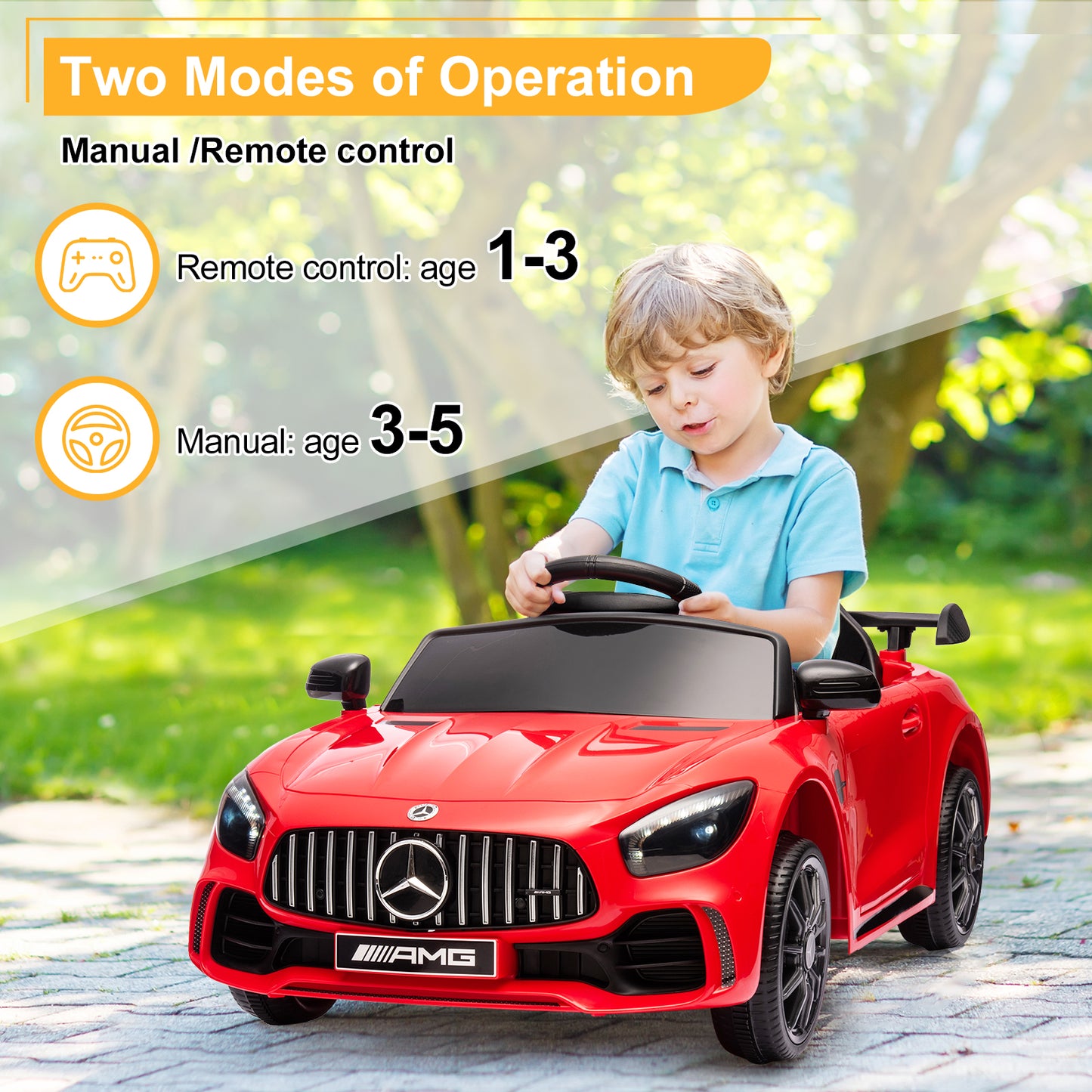12V Ride on Car for Girls and Boys?Licensed Mercedes Benz Electric Vehicle, MP3, AUX, TF Card Slot, Ride on Toy for 3-5 Years Old