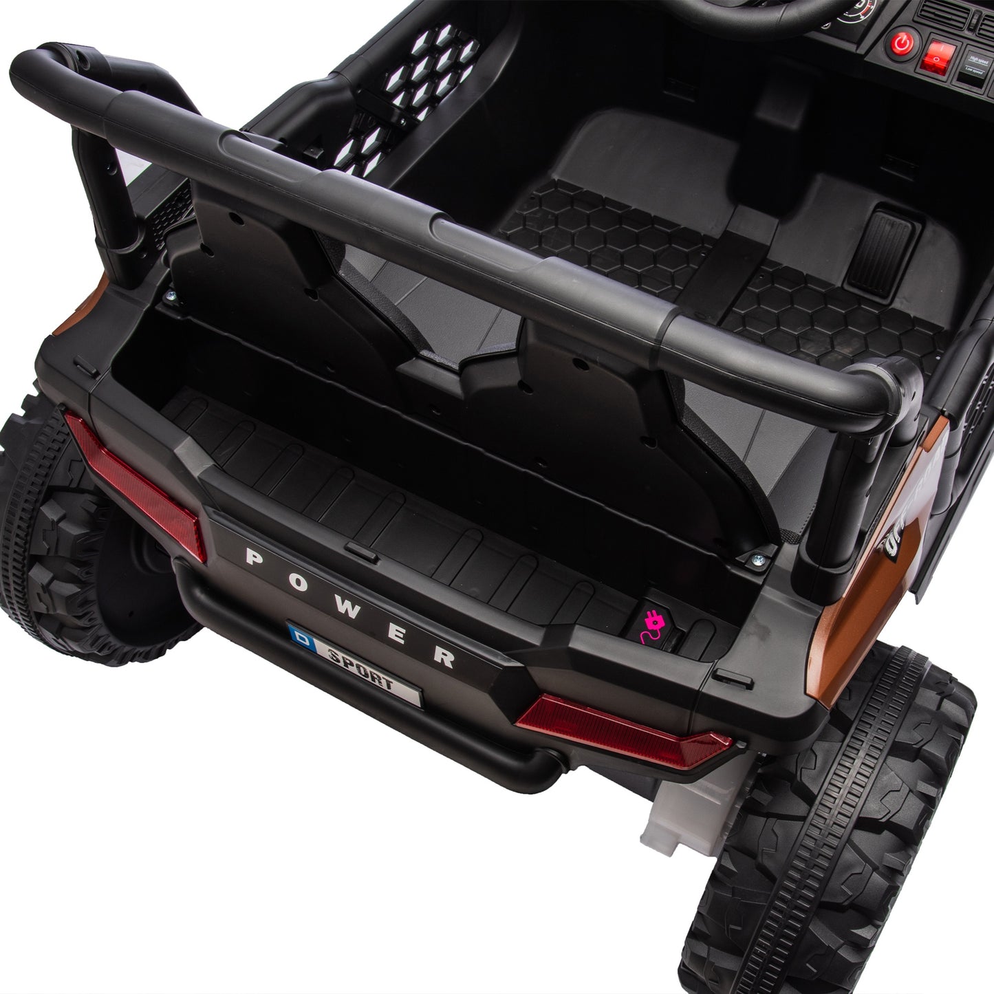 iRerts 24V Kids Ride on Toy UTV, Ride on Cars with Remote Control, Bluetooth Music, 4 Wheel Suspension, Rear Storage Space, Electric Vehicles Cars for Kids Boys Girls Gifts 3-6 Year Old, Brown