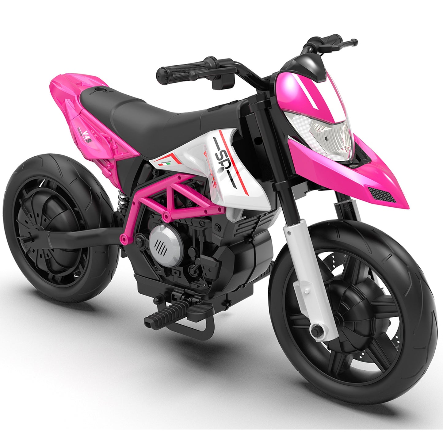 iRerts 24V Electric Dirt Bike for Kids, 200W Kids Electric Bike for Boys Girls Ages 6+, Kids Ride on Motorcycle with EVA Wheels, Suspension System, Safe Speed 4.35-9 MPH, Bluetooth Music, Pink