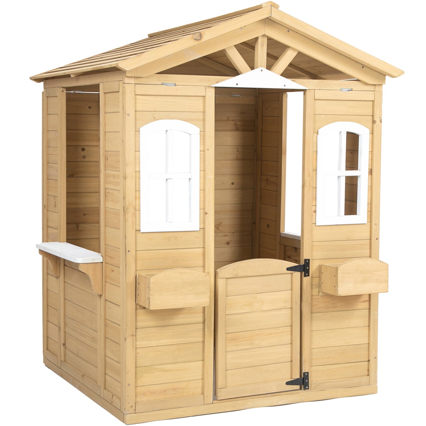 iRerts Kids Playhouse Outdoor, Wooden Playhouse for Kids with  Working Door, Windows, Flowers Pot Holder, Kids Play Equipment Outdoor Toys Pretend Playhouse for Girls Boys Toddlers 2-8 Years Old