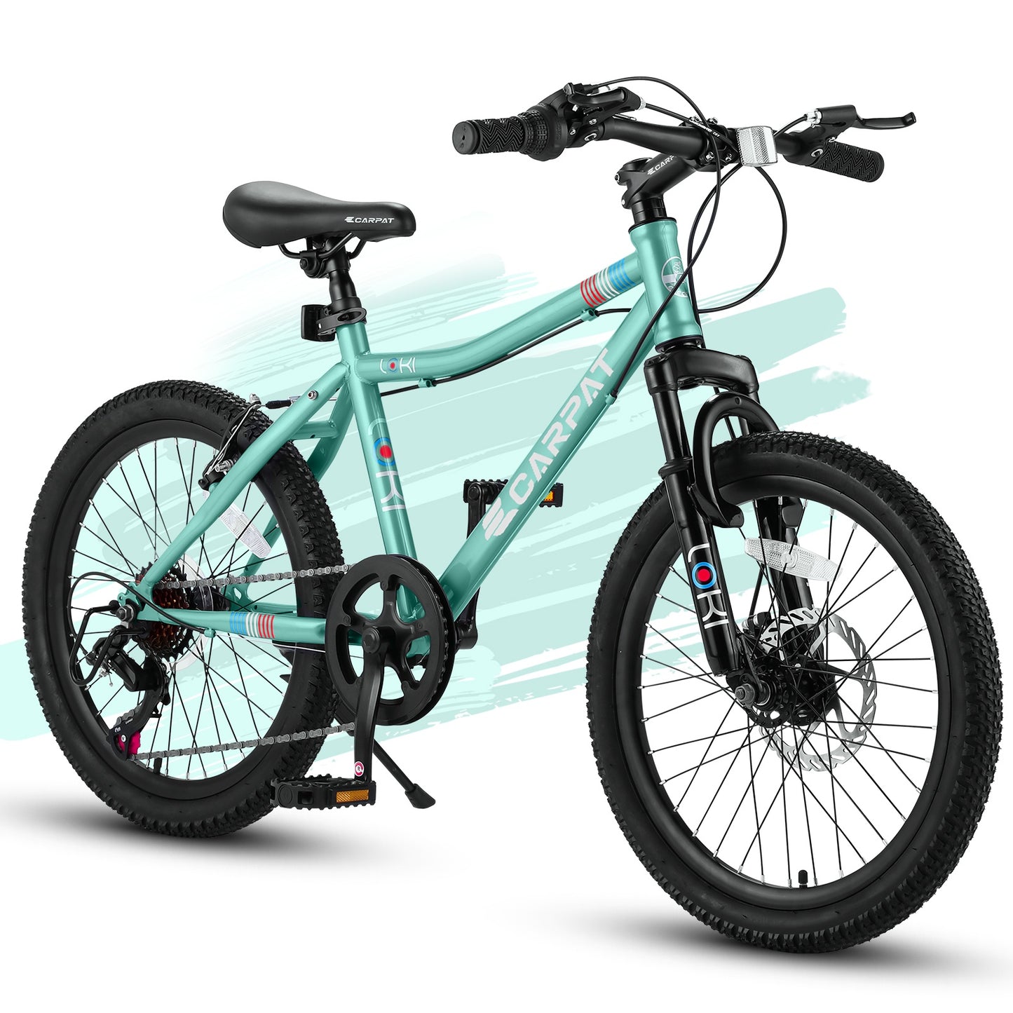 iRerts Mountain Bike for Boys Girls, 20'' Kids Mountain Bike with 7 Speed, Front Suspension, Disc Brake, Kids Bike for 8-12 Years Old, Teenager Children Kids Bicycles, Green
