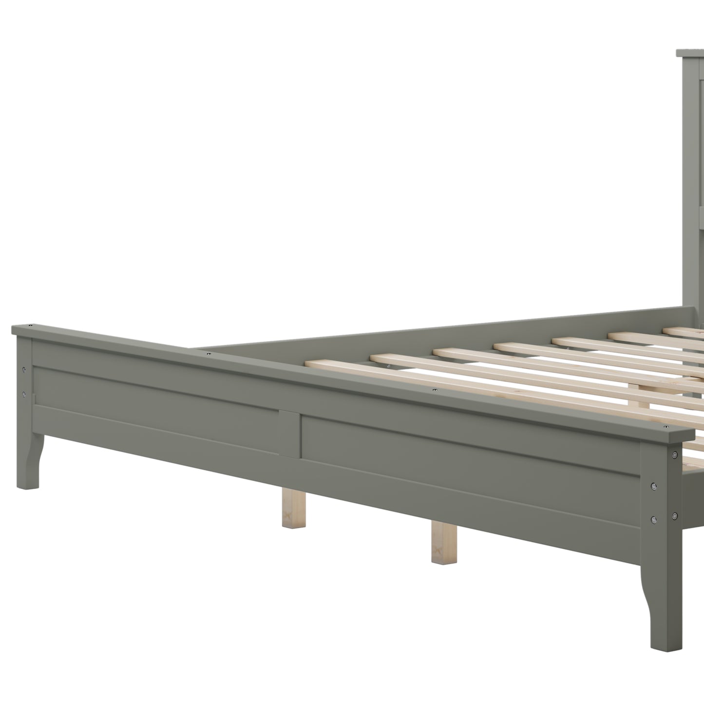 iRerts King Platform Bed Frame with Headboard and Footboard, Solid Wood Bed Frames King Size with Slats Support, Oak Top, Modern King Bed Frame No Box Spring Needed for Kids Adults, Gray