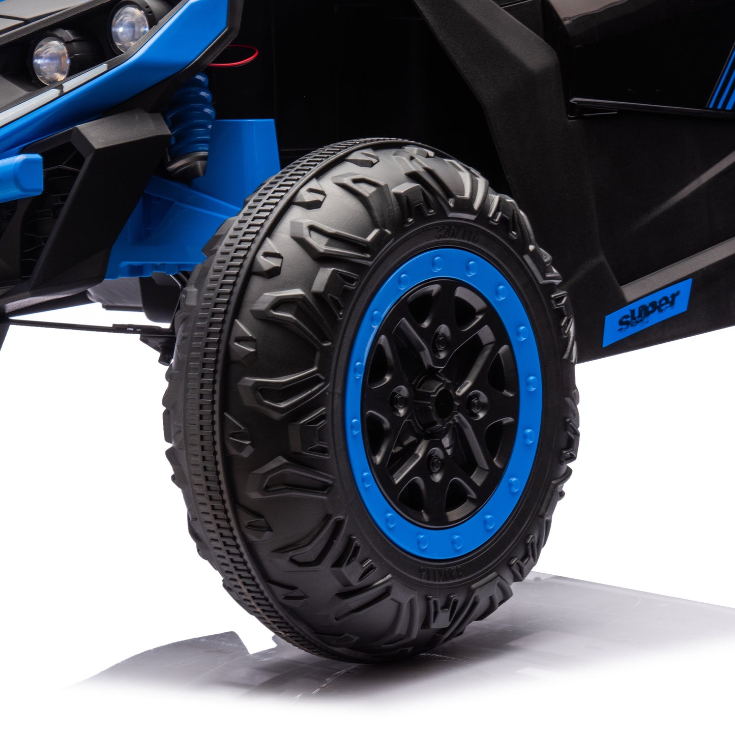iRerts 2 Seater Ride on Car, 24V Powered Ride on Toys UTV with Remote Control, LED Lights, Bluetooth Music, 3 Speeds, Storage Space, Electric Vehicle for Kids Boys Girls Ages 3-8 Gifts, Blue