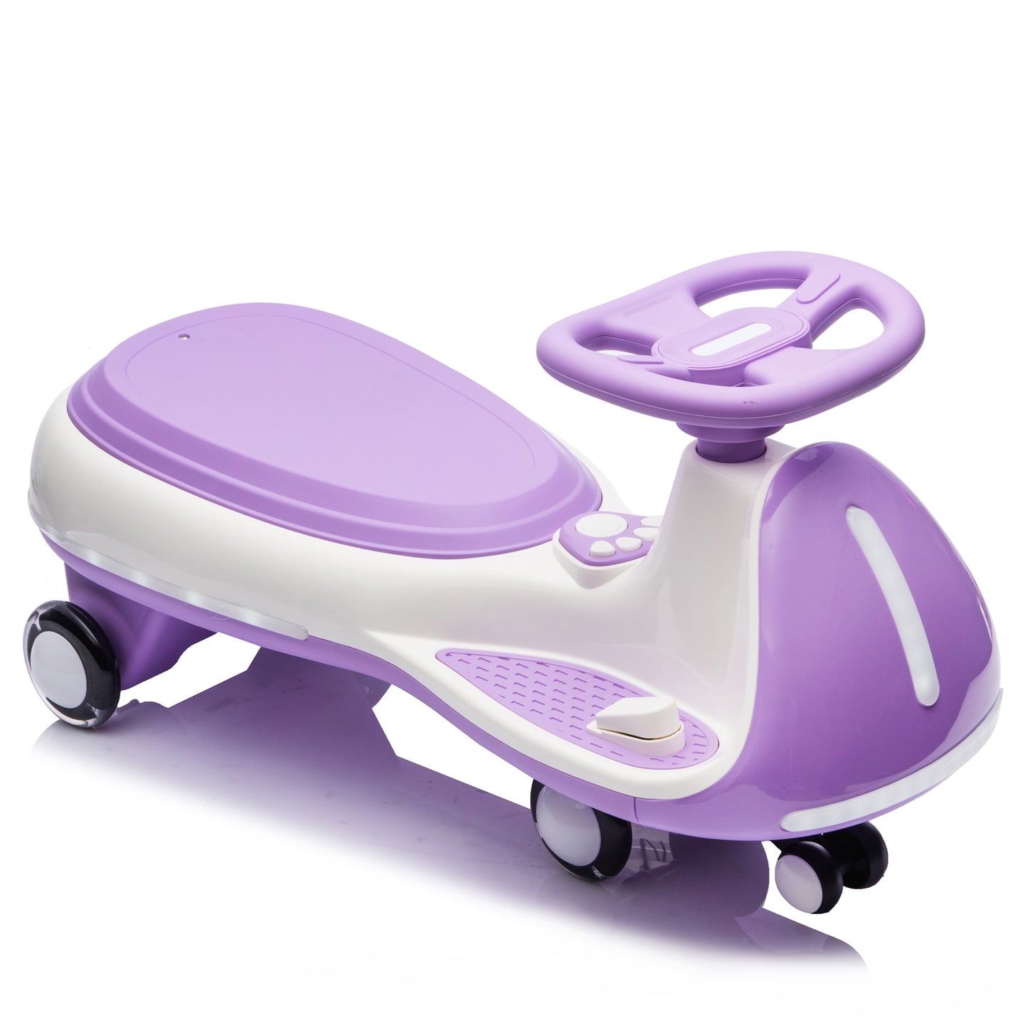 12V Electric Wiggle Car, Powered Ride on Toys for Kids with Flashing PU Wheels, Bluetooth Music, 2-in-1 Swing Car Kids Electric Vehicles for Boys Girls Ages 3+, Purple