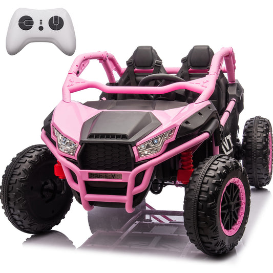 iRerts 2 Seater Ride on Car for Kids, 24 Volt Ride on Toys for Boys Girls Gifts, Powered Ride on UTV Electric Vehicle with Remote Control, Bluetooth, MP3/USB Ports, 4 Wheel Spring Suspension, Pink