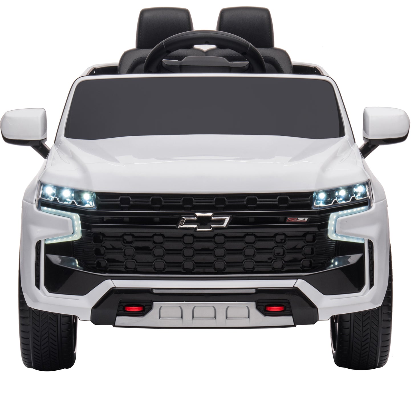 iRerts 12V Ride On Toys with Remote Control, Licensed Chevrolet Tahoe Kids Ride on Cars with Music, LED Lights, MP3/USB/AUX Port, Kids Electric Vehicle for Boys Girls, White