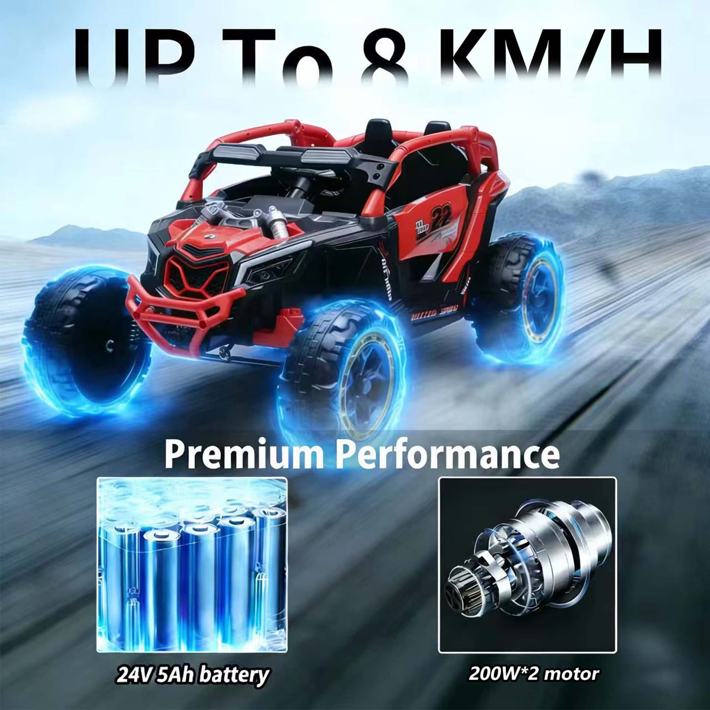 iRerts 24V Ride on Toys with Parents Remote Control, Ride on UTV Car with Bluetooth, MP3 Port, Music, LED Lights, 4 Shock Absorbers, Battery Powered Electric Car for Kids Ages 2-6, Red