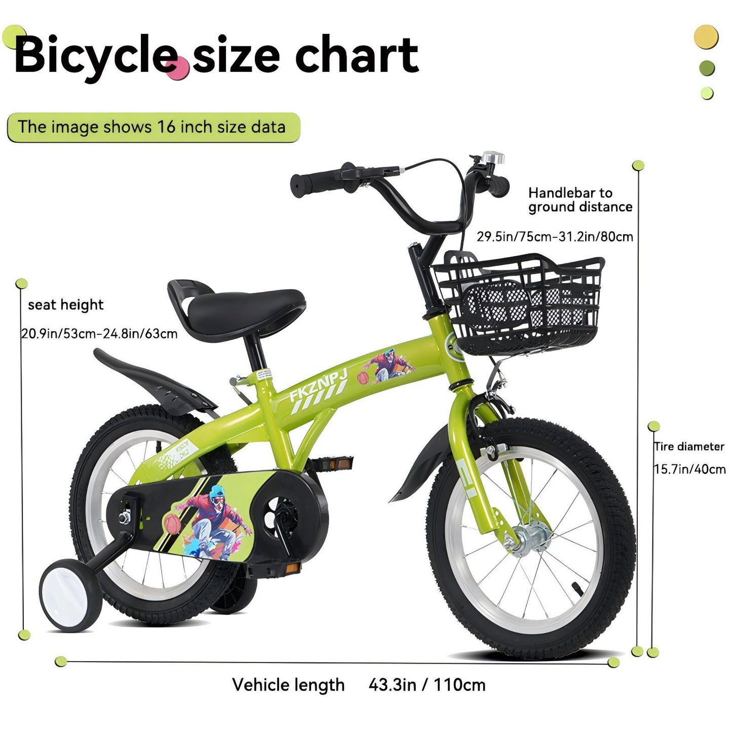 iRerts Kids Bike with Training Wheels, 16 Inch Kids Bicycle for Boys Girls Ages 4-8 Years Old, Girls Bicycles for Kids with Adjustable Seat, Fender and Varrier, Green