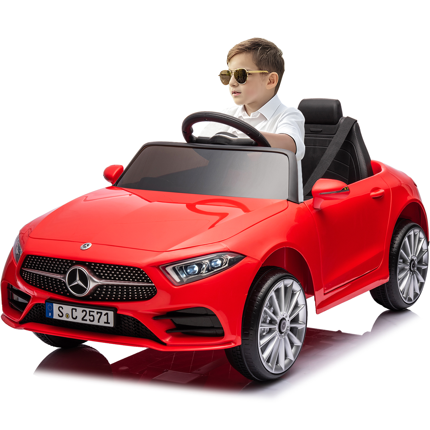 iRerts 12V Electric Ride On Cars for Boys Girls, Battery Powered Ride on Toys for Toddlers with Music, USB/AUX/SD Ports, LED Light, 4 Wheel Suspension, Electric Cars for Kids 3-6 Years Old Gift, Red