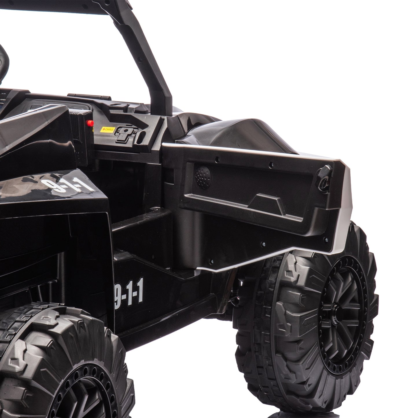 iRerts 24V Powered Ride on Cars, Ride on Toys for Big Kids Ages 3-8, Kids Police Car Electric Vehicles with Remote Control, Bluetooth, MP3/USB Ports, 4 Wheels Spring Suspension, Megaphone, Black
