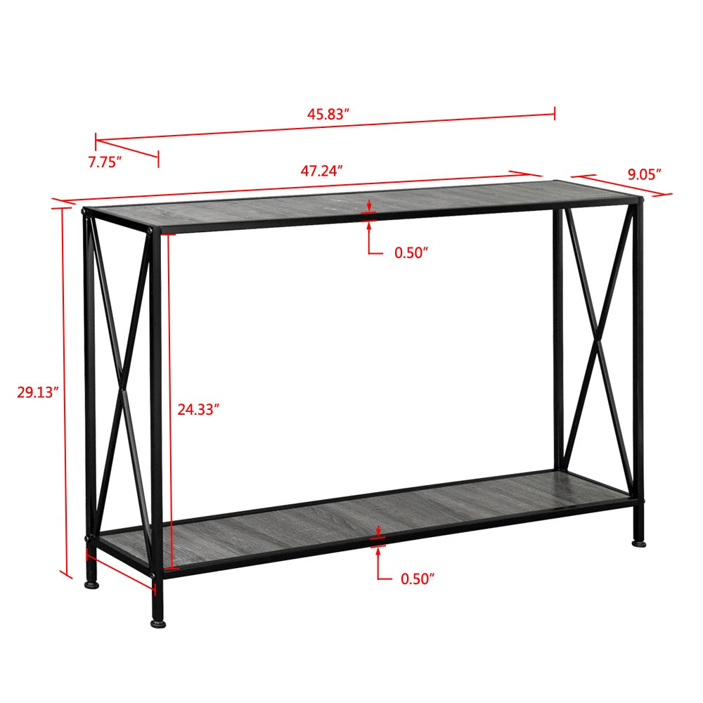 iRerts Console Table Narrow Sofa Table with Metal Frame, Entryway Table with MDF Tabletop, Industrial Skinny Hallway Table Sofa Tables Narrow Long for Hallway Living Room Home Office Entrance, Black