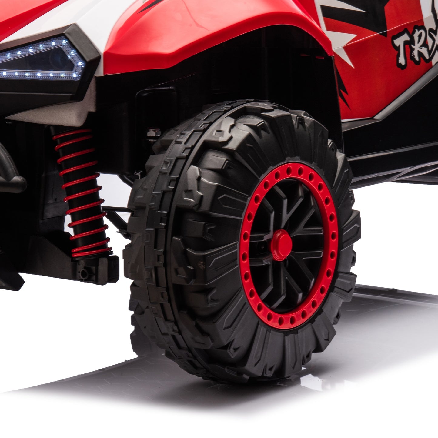 iRerts 24V Powered Ride on Cars, Ride on Toys for Big Kids Boys Girls Ages 3-8, Kids Car Electric Vehicles with Remote Control, Bluetooth, MP3/USB Ports, 4 Wheels Spring Suspension, White+Red