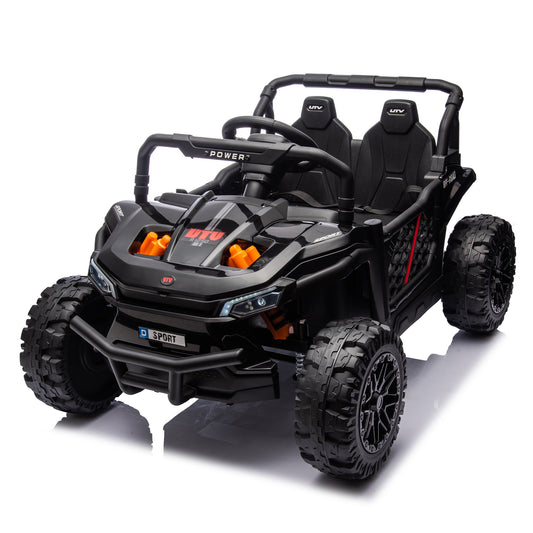 iRerts 24V Kids Ride on Toy UTV, Ride on Cars with Remote Control, Bluetooth Music, 4 Wheel Suspension, Rear Storage Space, Electric Vehicles Cars for Kids Boys Girls Gifts 3-6 Year Old, Black