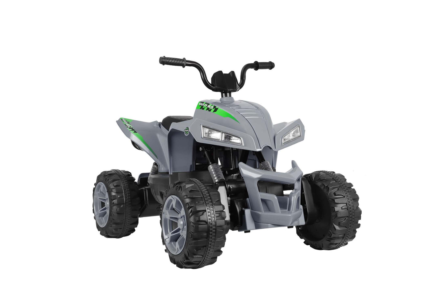 24V Battery Powered Ride on ATV, 4WD Kids Ride on Cars with Bluetooth, Music, LED Light, USB/AUX Ports, Ride on Toys Electric Cars for Kids Boys Girls 3-8 Ages Gifts, Gray