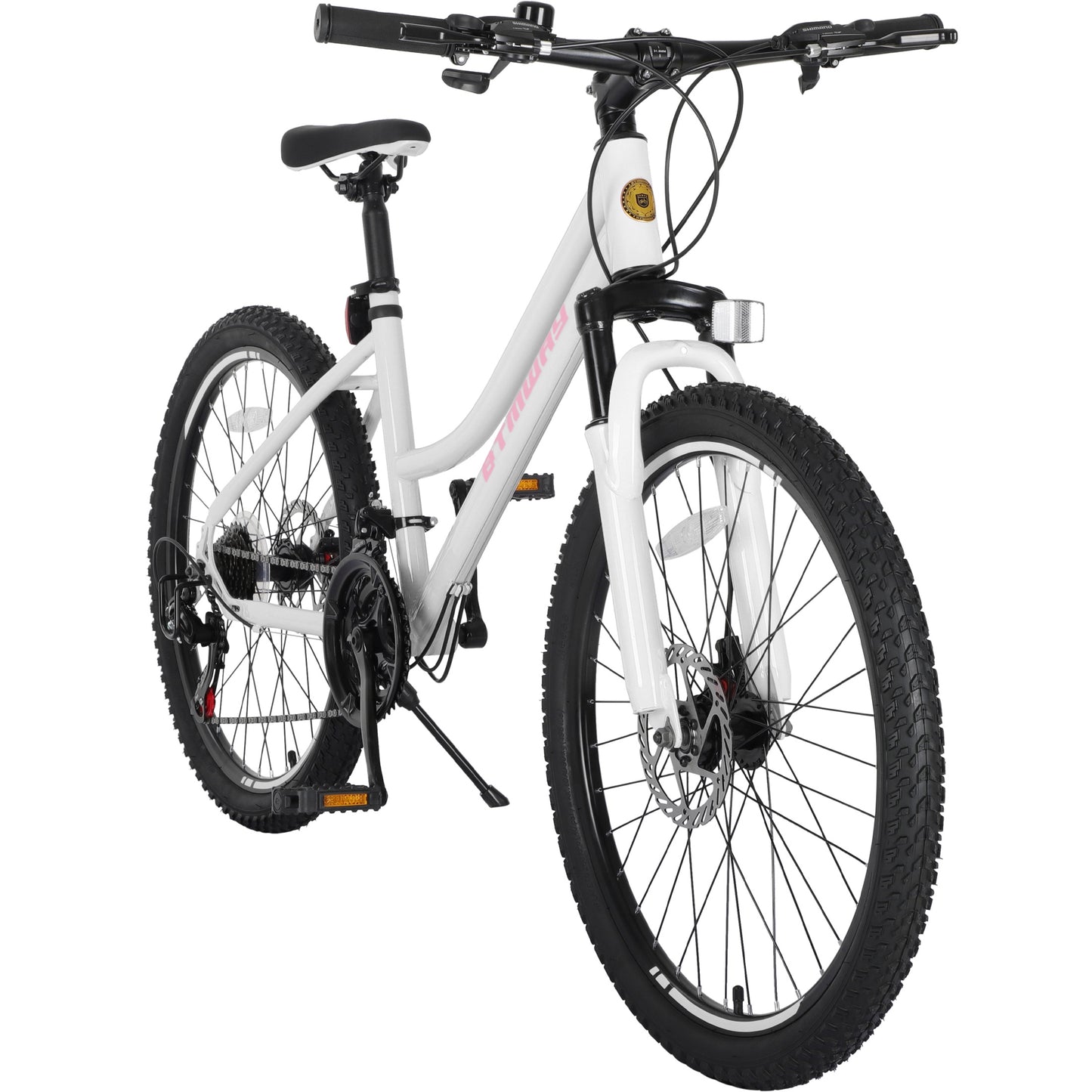 iRerts Mountain Bike for Girls, 24 Inch 21 Speed Women Bike Outdoor Cycling Bike with Front Suspension Fork, Comfort Saddle, MTB City Commuter Bike for Women, Girls Bicycle Bike for Work School, White