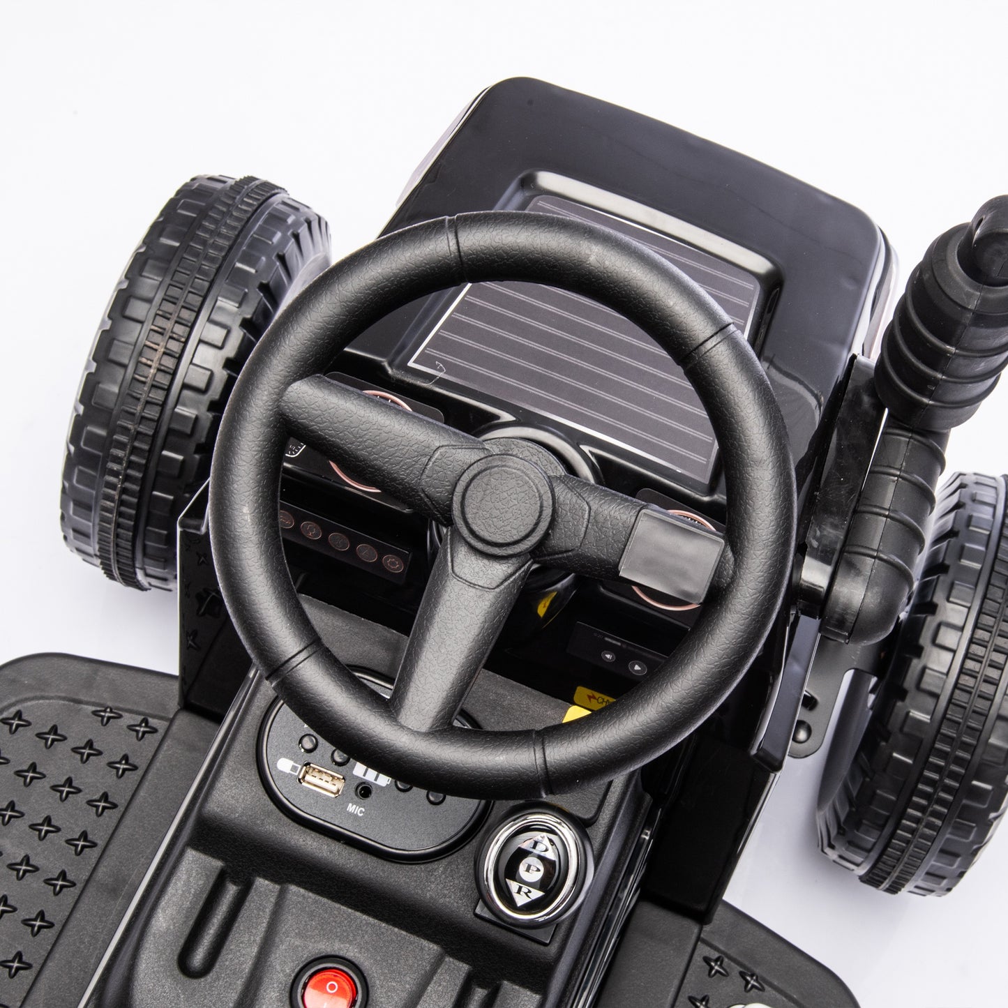 iRerts 12V Ride on Tractor, Powered Ride on Car for Kids Boys Girls Ages 3-6 Gifts, Kids Ride on Toys Electric Cars with Removable Storage Tug, Bluetooth ,Music, MP3/USB Ports, LED Light, Black