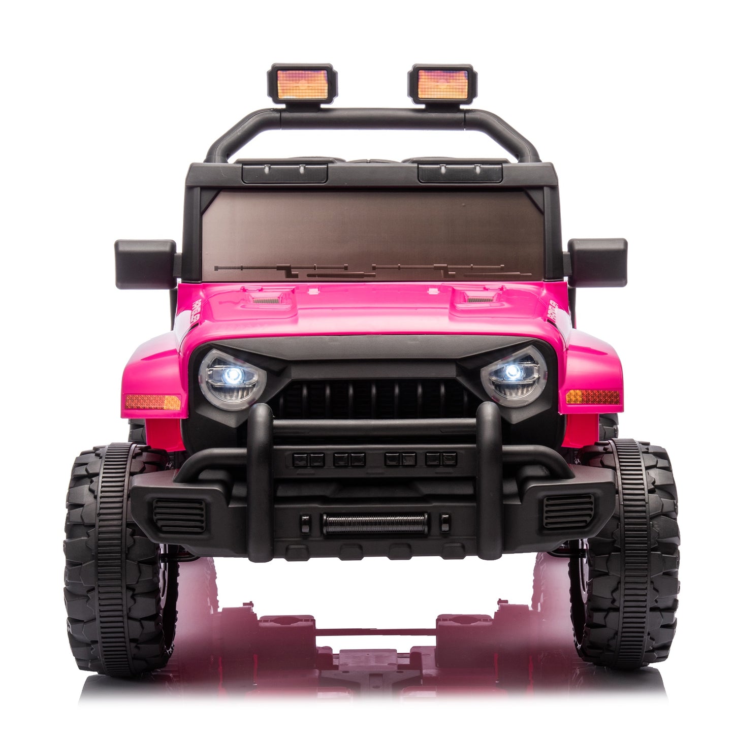 iRerts 12V Ride on Cars with Remote Control, Electric Cars for Kids Boys Girls 3-6 Ages, Powered Ride on Toys Truck with Bluetooth, Music, MP3/USB Port, Detachable Steering Wheel, Pink