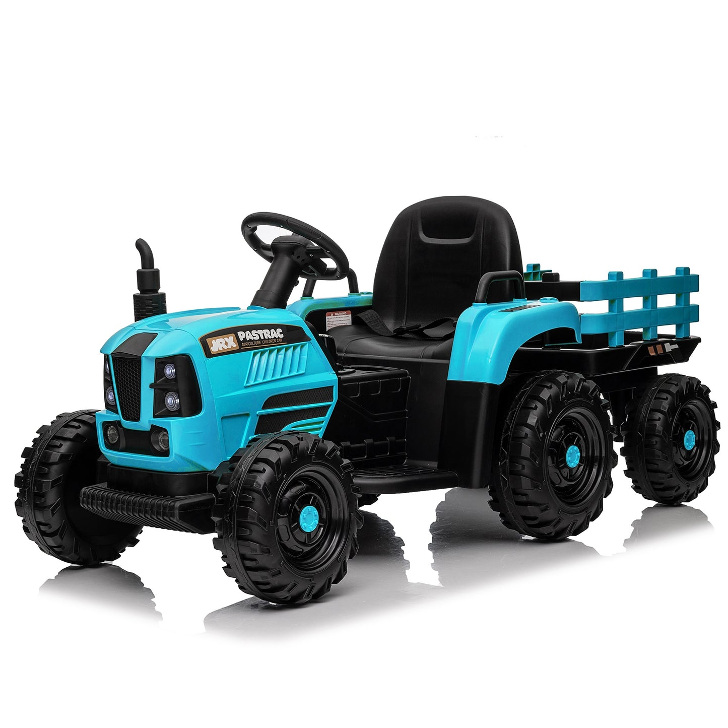 iRerts 24V Ride on Toy Tractor with Trailer, Powered Ride on Car with Remote Control, Electric Cars for Kids Toddlers 3-6 Years Old with 3 Speeds, Bluetooth, Music, USB/MP3 Ports, LED Light, Blue