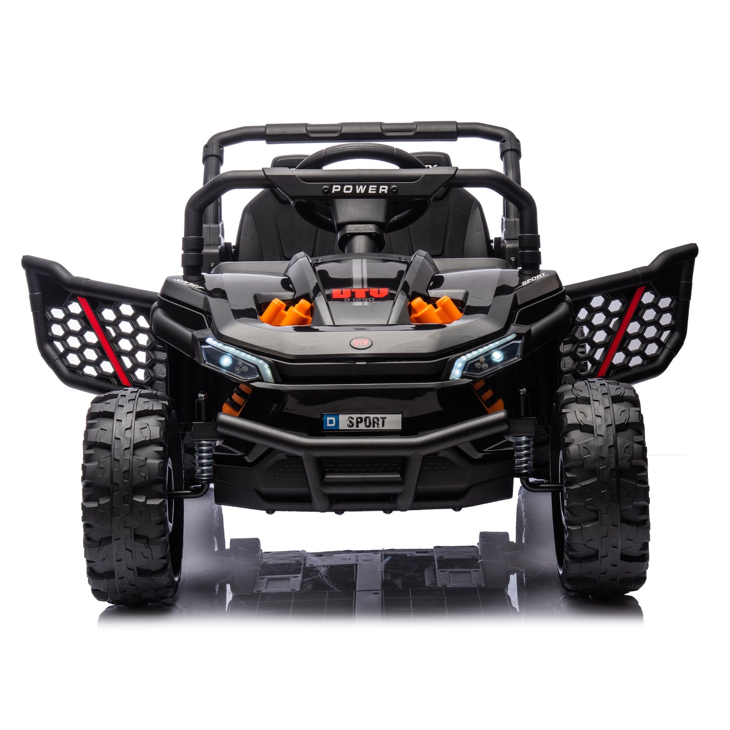 iRerts 24V Kids Ride on Toy UTV, Ride on Cars with Remote Control, Bluetooth Music, 4 Wheel Suspension, Rear Storage Space, Electric Vehicles Cars for Kids Boys Girls Gifts 3-6 Year Old, Black