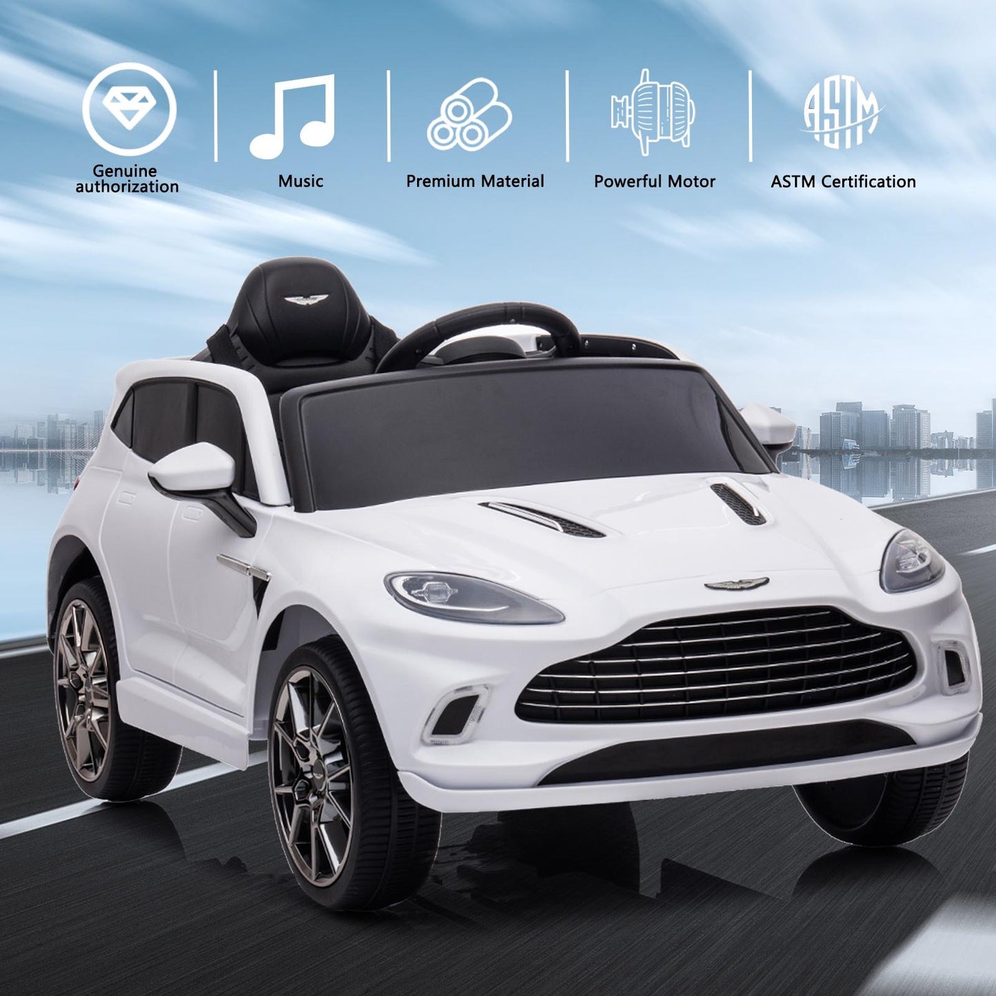 12V Ride on Car for Girls and Boys?Licensed Aston Martin Electric Vehicle, MP3, Bluetooth, Ride On Toy for 3-5 Years Old