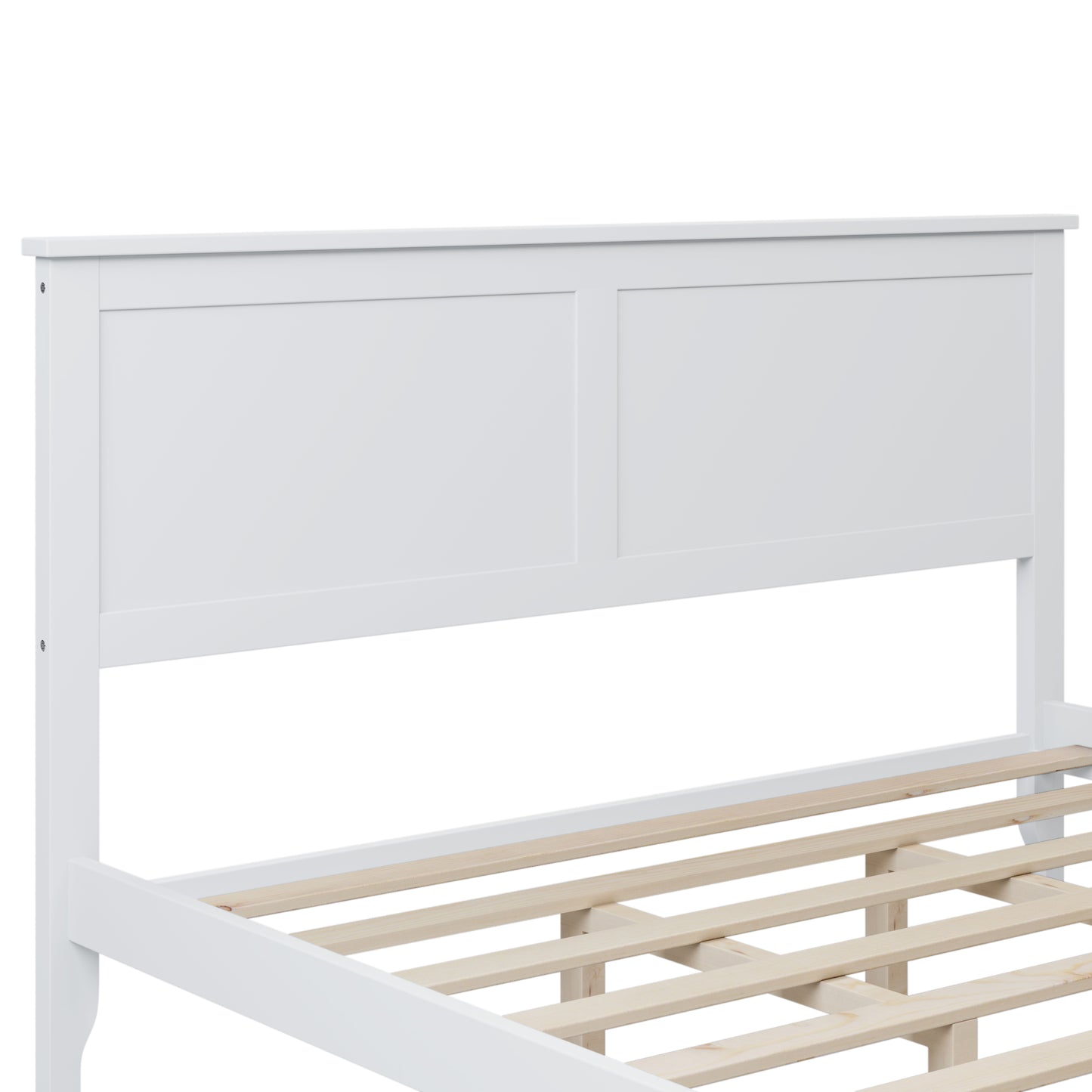 iRerts Queen Platform Bed Frame with Headboard and Footboard, Solid Wood Bed Frames Queen Size with Slats Support, Oak Top, Modern Queen Bed Frame No Box Spring Needed for Kids Adults, White