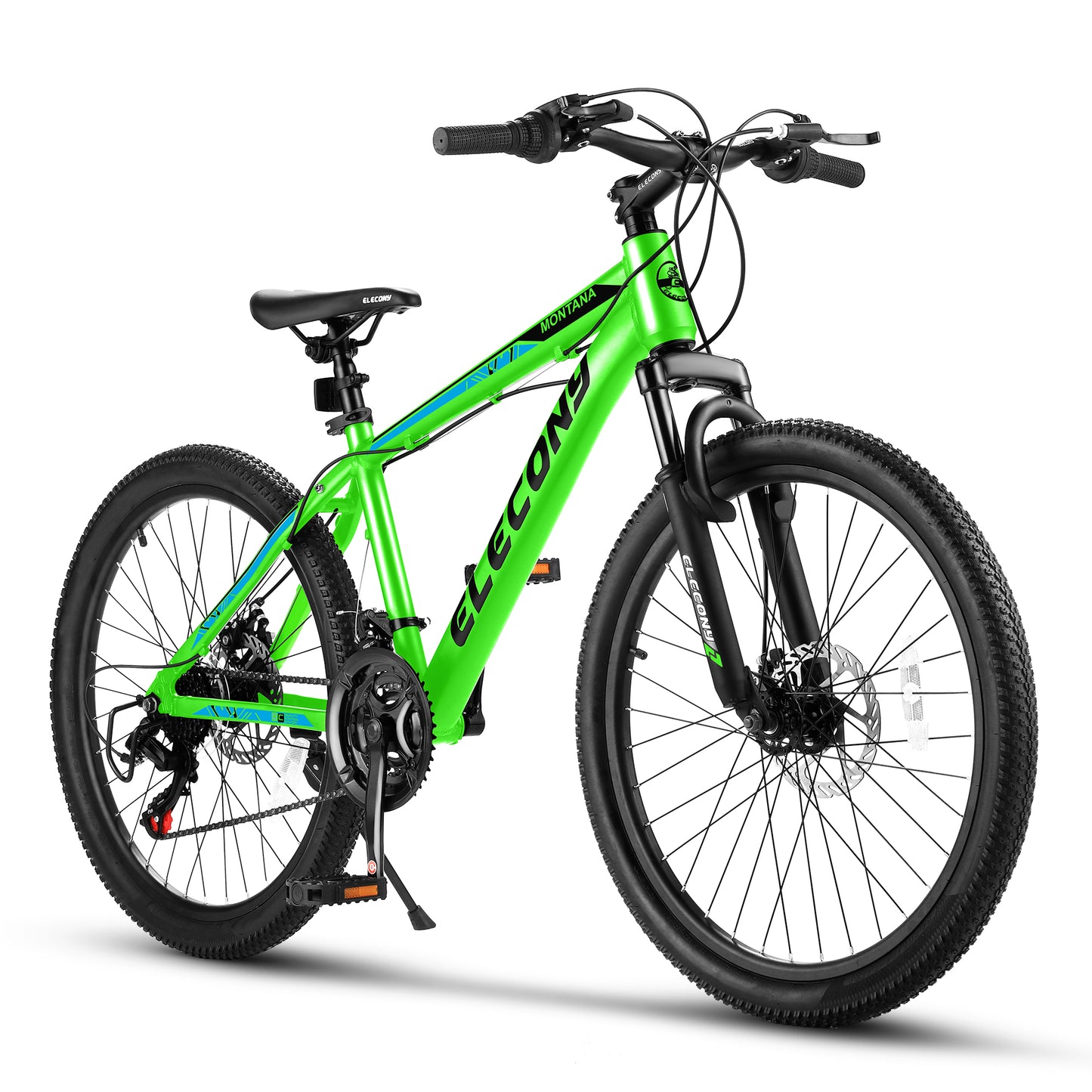 Mountain Bike, iRerts 24 Inch Mens Mountain Bike for Adults Youth, Shimano TZ500 21 Speed Mens Bicycle MTB with Disc Brake, Adult Bicycles for Men Women, Green