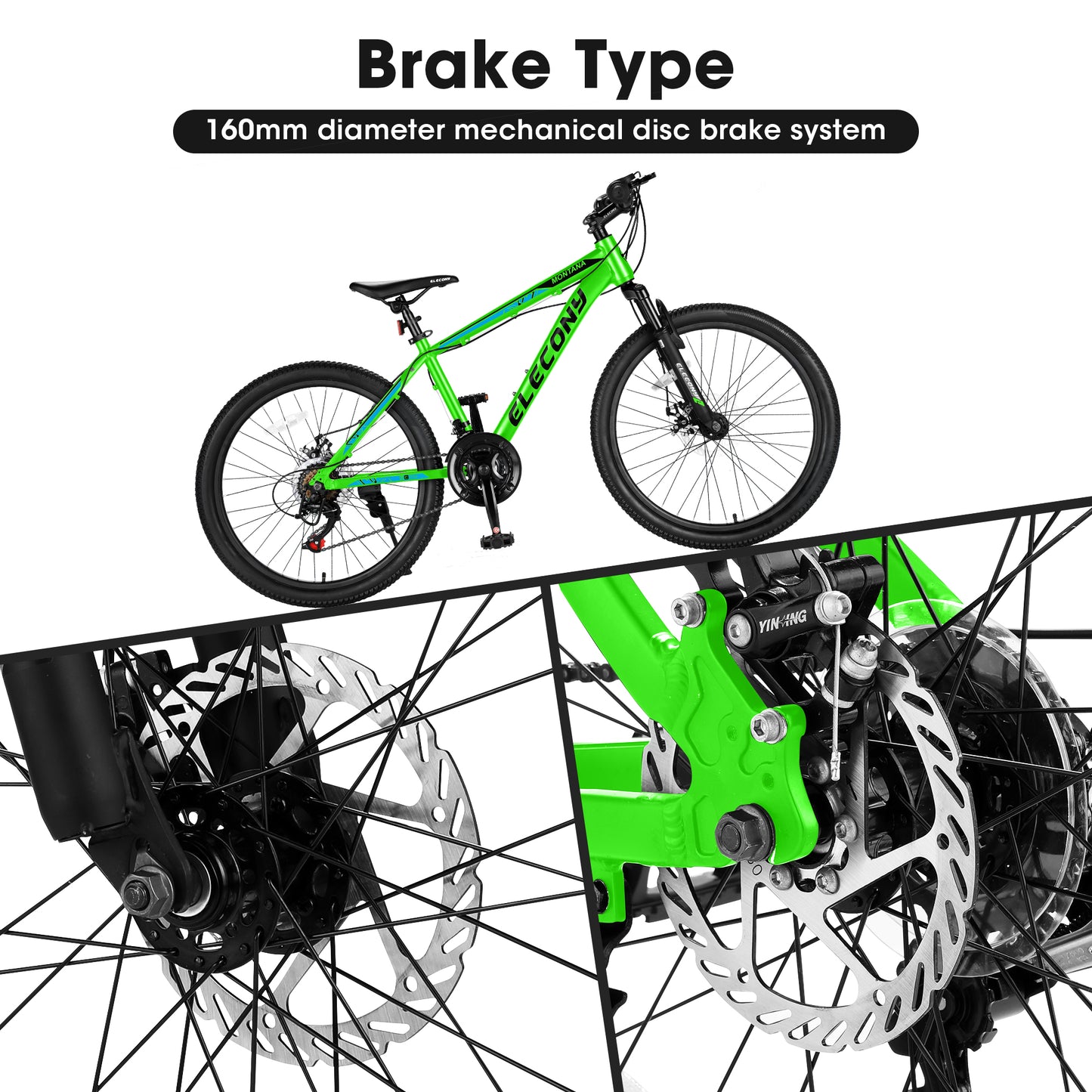 Mountain Bike, iRerts 24 Inch Mens Mountain Bike for Adults Youth, Shimano TZ500 21 Speed Mens Bicycle MTB with Disc Brake, Adult Bicycles for Men Women, Green