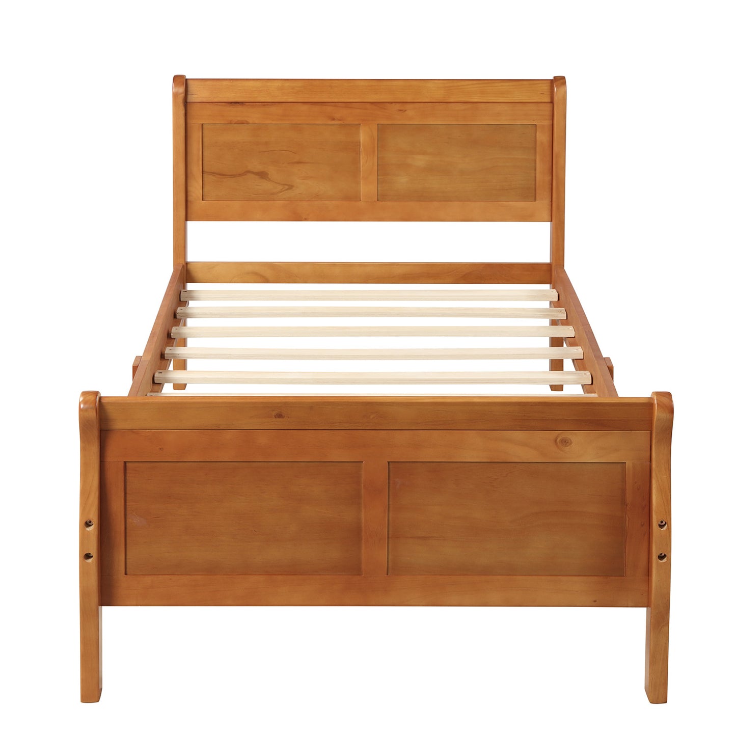 iRerts Wood Twin Platform Bed Frame, Modern Twin Bed Frame with Headboard, Twin Size Wood Platform Bed with Wooden Slat Support, No Box Spring Needed, Easy Assembly, Oak