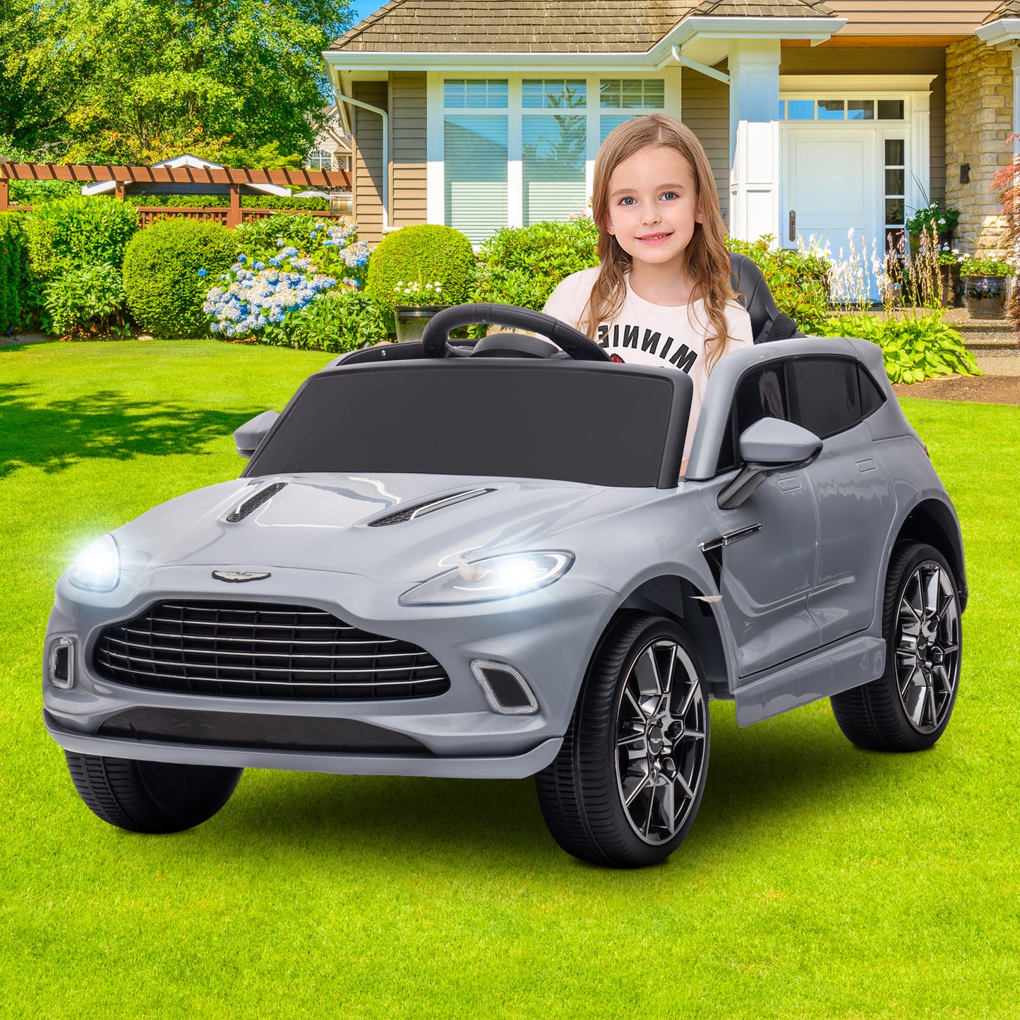 12V Ride on Car for Girls and Boys?Licensed Aston Martin Electric Vehicle, MP3, Bluetooth, Ride On Toy for 3-5 Years Old