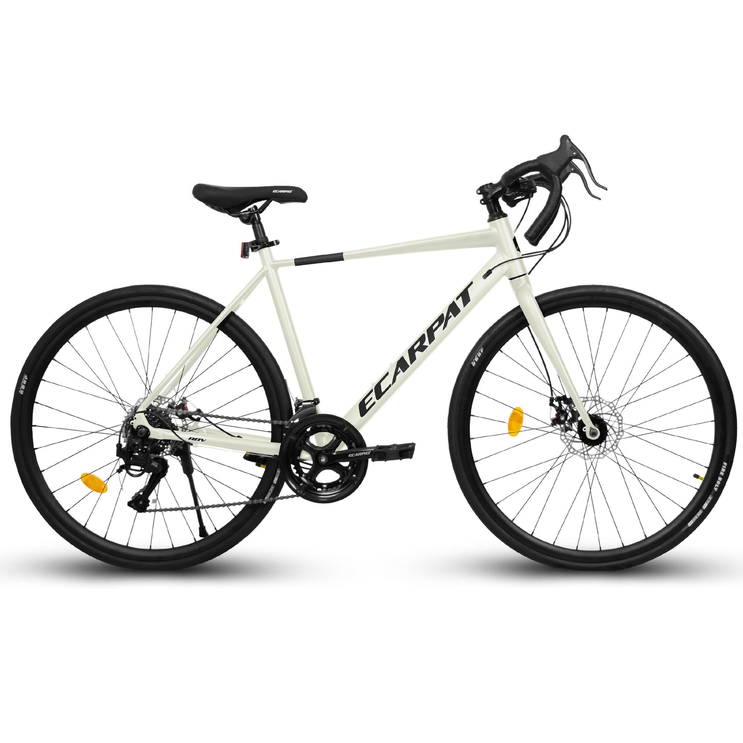 iRerts 700C Road Bike, 16 Speed Outdoor Bike for Men Women, Road Commuter Bike with Disc Brakes, Aluminum Frame, Lightweight Racing Bike Adult Bicycle L Size, Cream