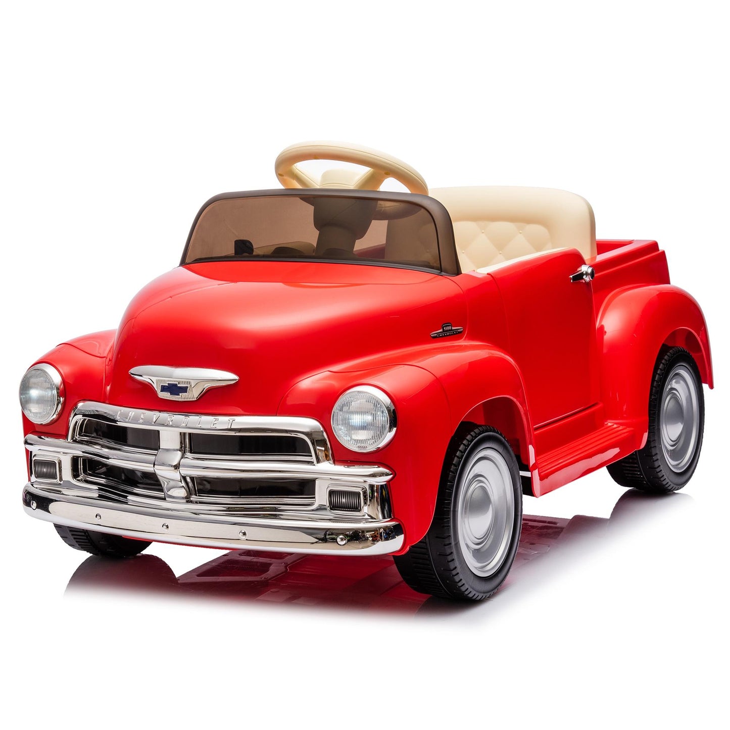 12V Powered Ride on Cars, Licensed Chevrolet 3100 Ride on Toys with Remote Control for kids Ages 3-6 Birthday Christmas Gifts, Kids Electric Car with Bluetooth, Music, USB/AUX Port, 3 Speeds, Red