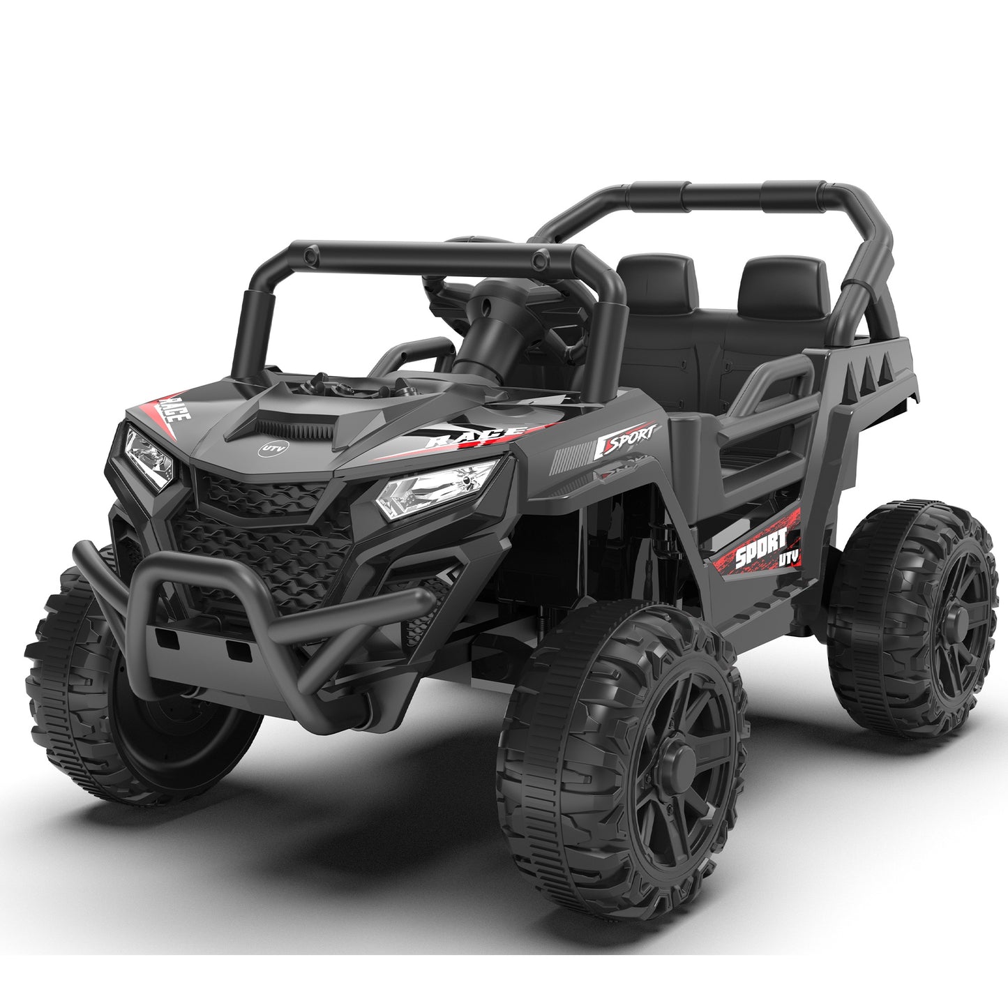 iRerts 12V Ride on Car UTV with Remote Control, Powered Ride on Toys for Kids Boys Girls Ages 3-5, Electric Car for Kids with Bluetooth, Music, MP3 Ports, LED Lights, Horn, Black