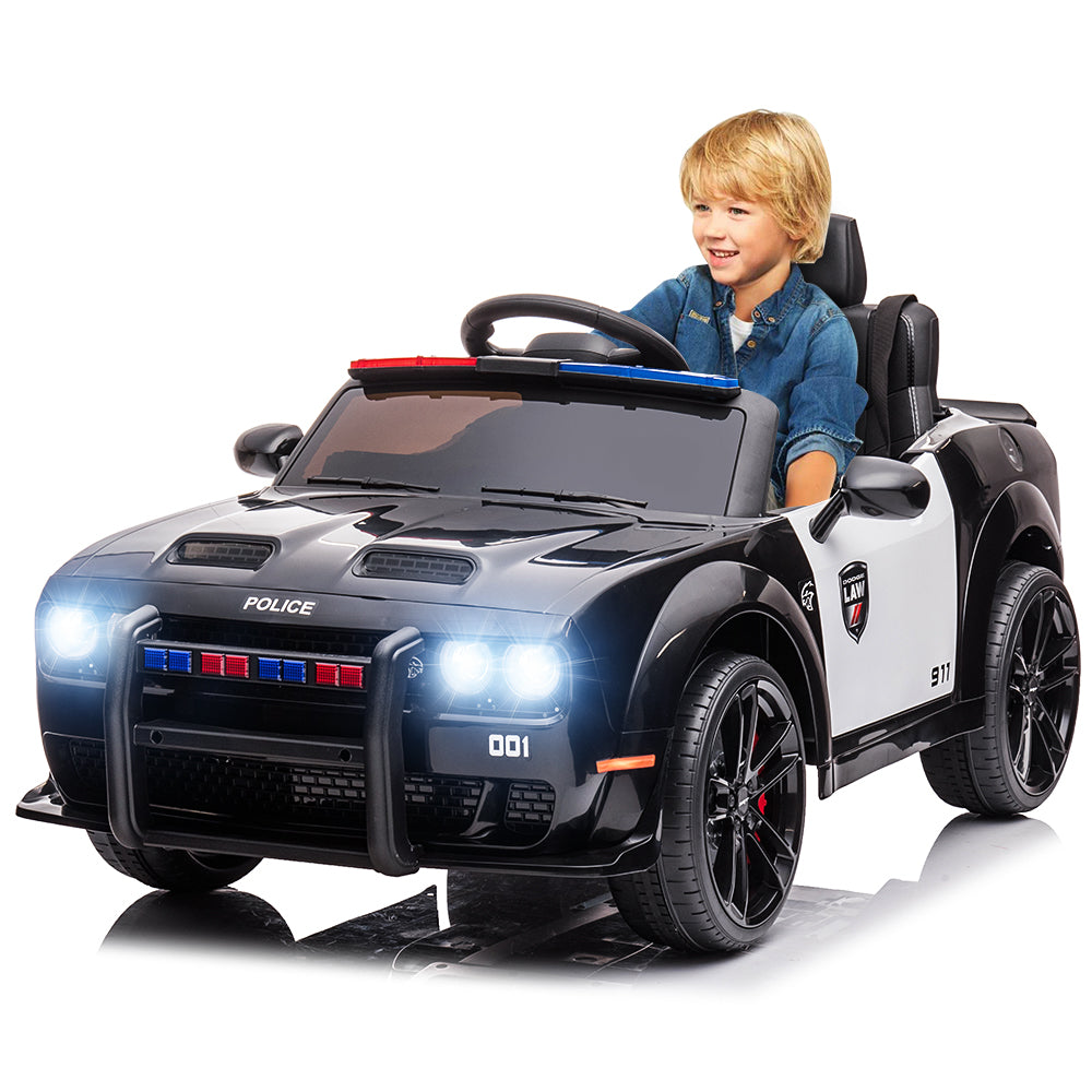 Dodge Challenger 12V Ride On Police Cars with Remote Control, Electric Car for kids with LED Light, Bluetooth, USB, MP3, Battery Powered Ride on Toys for Kids Boys Girls 3-5 Years Old Birthday Gifts