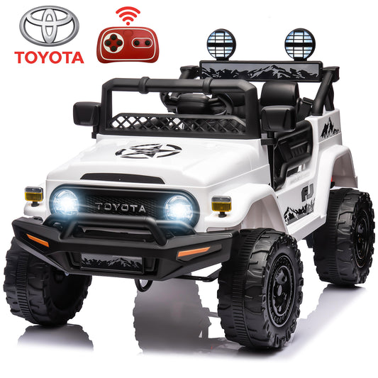 Ride on Toys for Kids, Licensed Toyota FJ Cruiser 12V Kids Ride on Truck Cars with Remote Control, Battery Powered Kids Electric Car Vehicle for Boys Girls Gifts with MP3, Bluetooth, USB, White