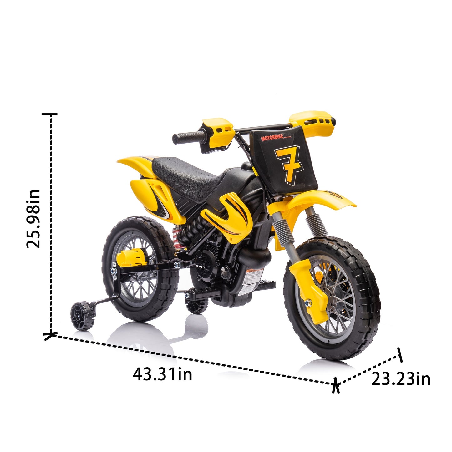 iRerts 12V Electric Dirt Bike with Twist Grip Throttle, Powered Ride on Motorcycle with 2 Training Wheels, Rear suspension, Ride on Toys Kids Motorcycle for Boys Girls Gifts Ages 3-8, Yellow