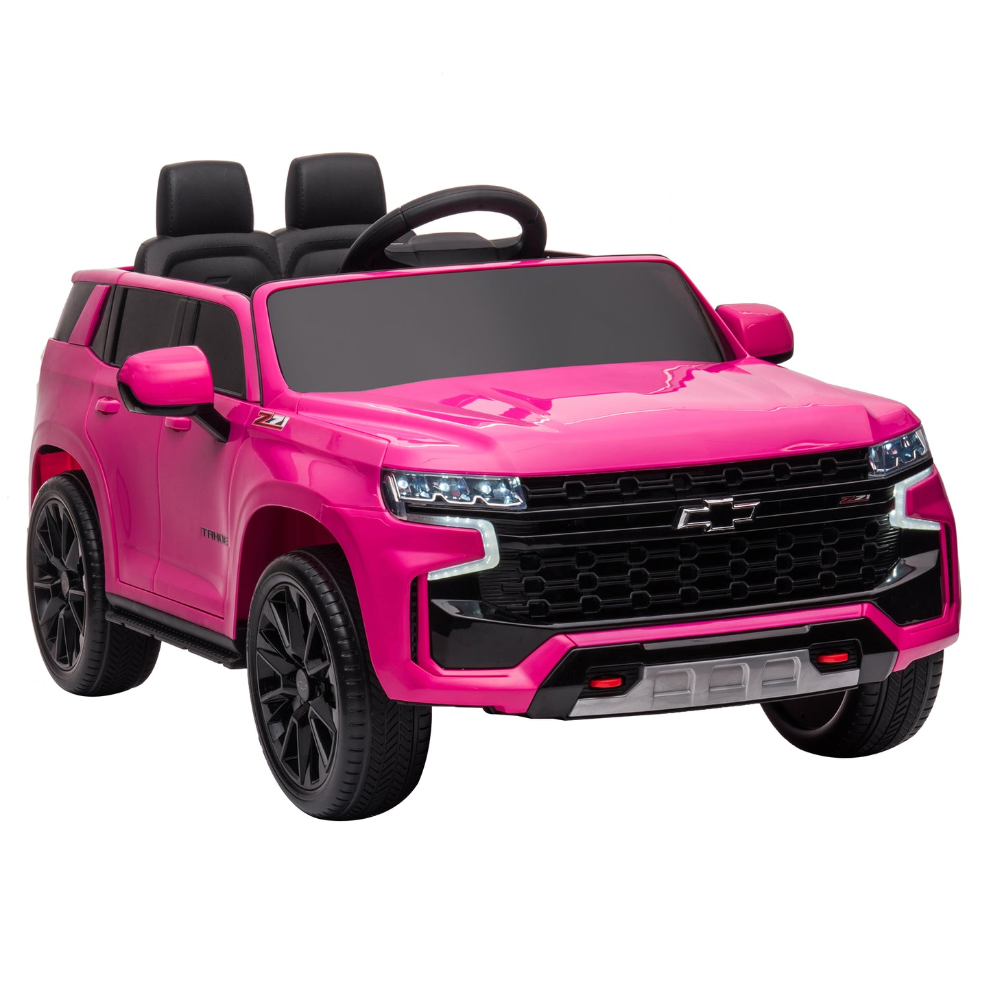 iRerts 12V Battery Powered Ride on Cars with Remote Control, Licensed Chevrolet Tahoe Kids Electric Cars for 3-6 Ages Kids Gift, Ride On Toy with Bluetooth, Music, MP3/USB/AUX Port, LED Light, Pink