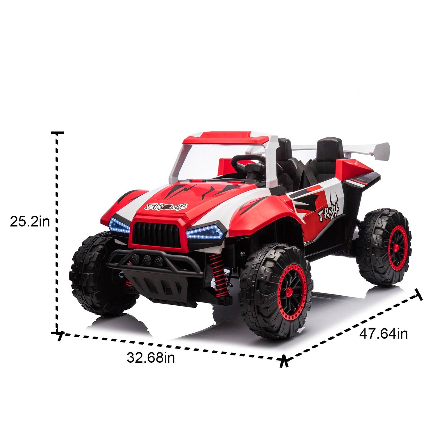 iRerts 24V Powered Ride on Cars, Ride on Toys for Big Kids Boys Girls Ages 3-8, Kids Car Electric Vehicles with Remote Control, Bluetooth, MP3/USB Ports, 4 Wheels Spring Suspension, White+Red
