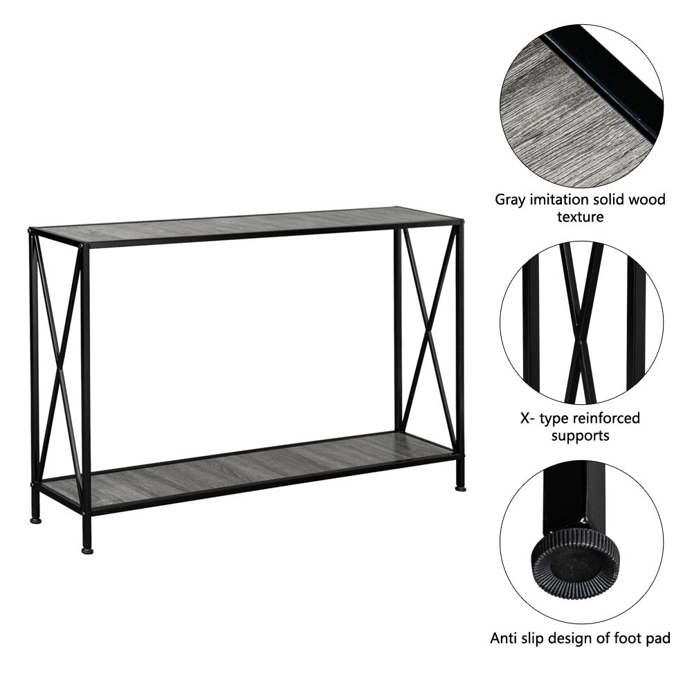 iRerts Console Table Narrow Sofa Table with Metal Frame, Entryway Table with MDF Tabletop, Industrial Skinny Hallway Table Sofa Tables Narrow Long for Hallway Living Room Home Office Entrance, Black