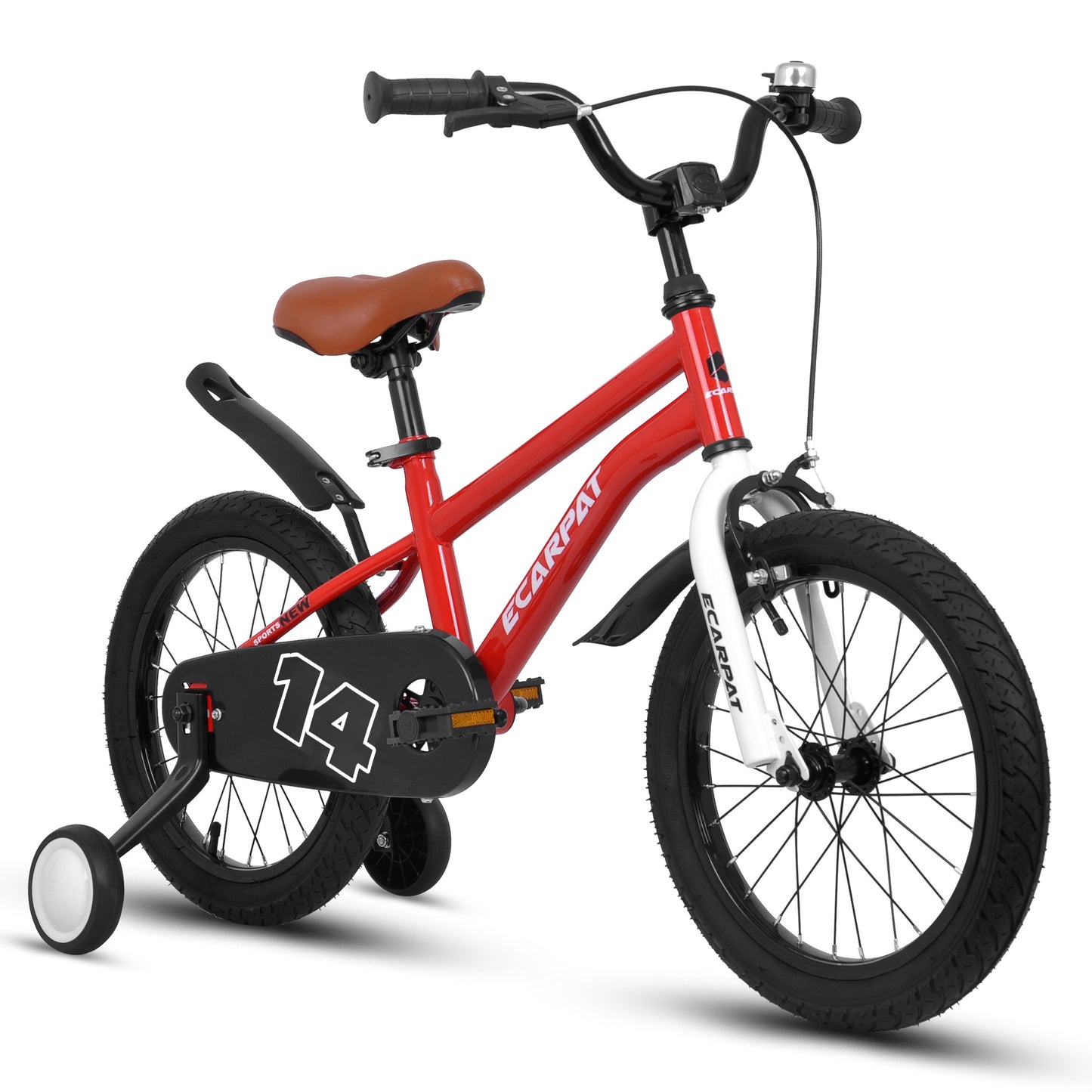 iRerts Kids Bicycles 14 Inch, Freestyle Kids Bike Sport Bicycle for Boys Girls 3-6 Years Old, Girls Boys Bicycles with Training Wheels, Fender, Red