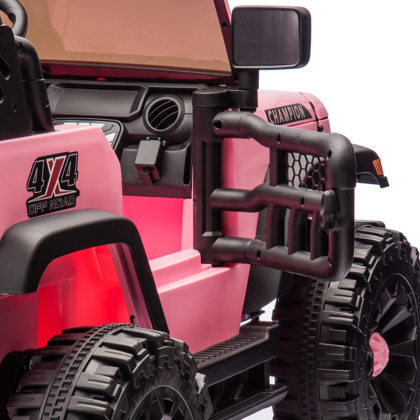 iRerts Ride on Toys for Kids 4-8, 24V 2 Seater Ride on Car with Remote Control, Powered Ride on Truck for Boys Girls Gifts, Kids Electric Vehicles with Bluetooth, USB/MP3, Light/Searchlight, Pink