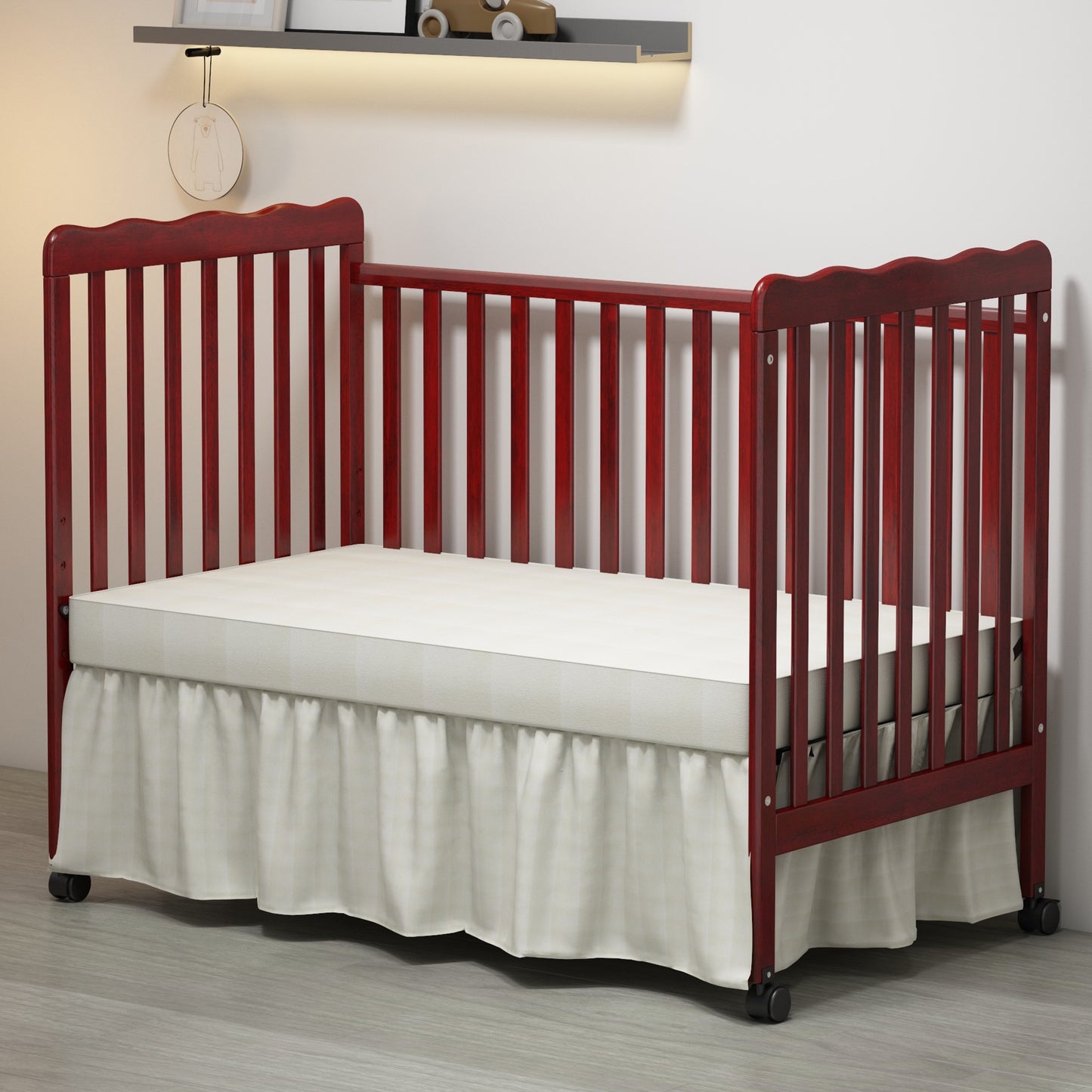 iRerts 3in1 Baby Convertible Crib with Locking Wheels and 4 Height Options