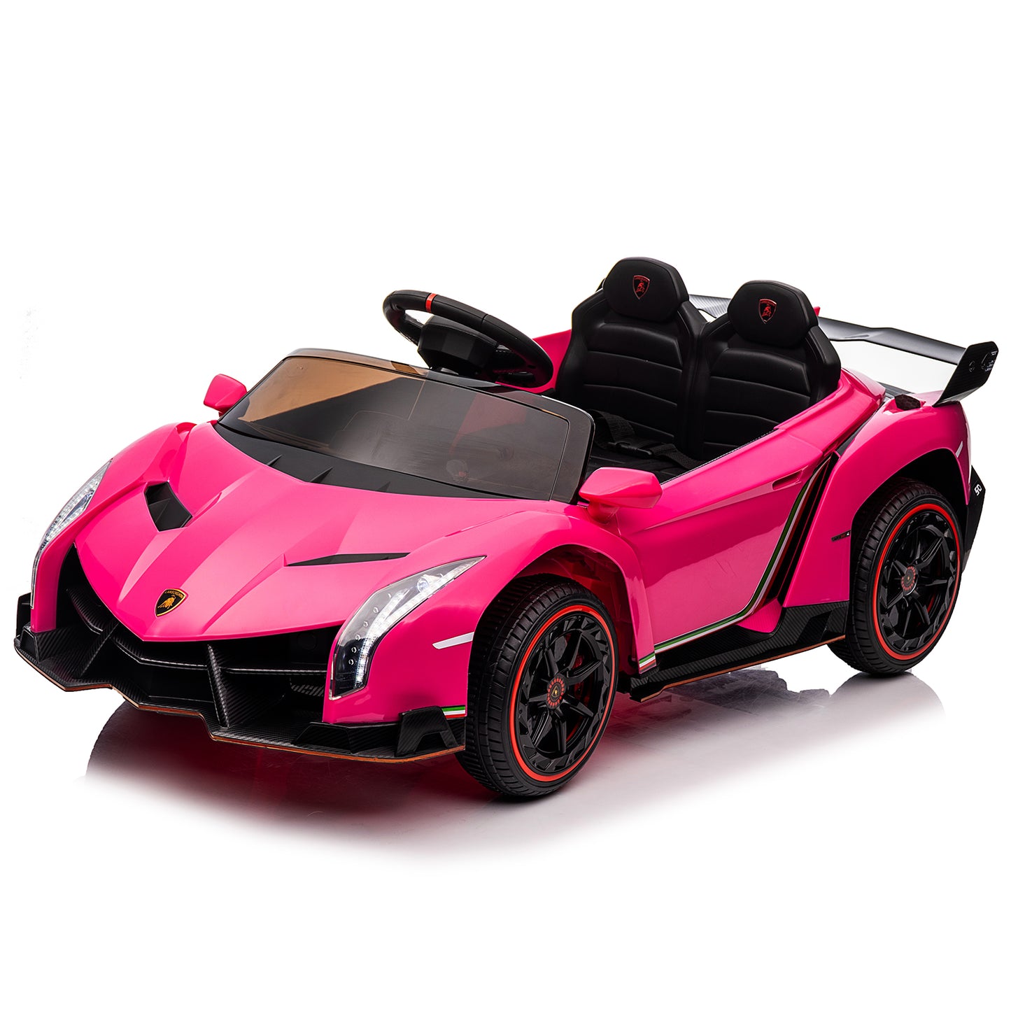 iRerts 12V Ride on Sports Cars with Remote Control, Lamborghini Poison Kids Ride on Vehicles Toys for Boys Girls 3-5 Years Old Gifts, Battery Powered Kids Electric Cars with Music, LED Light, Pink