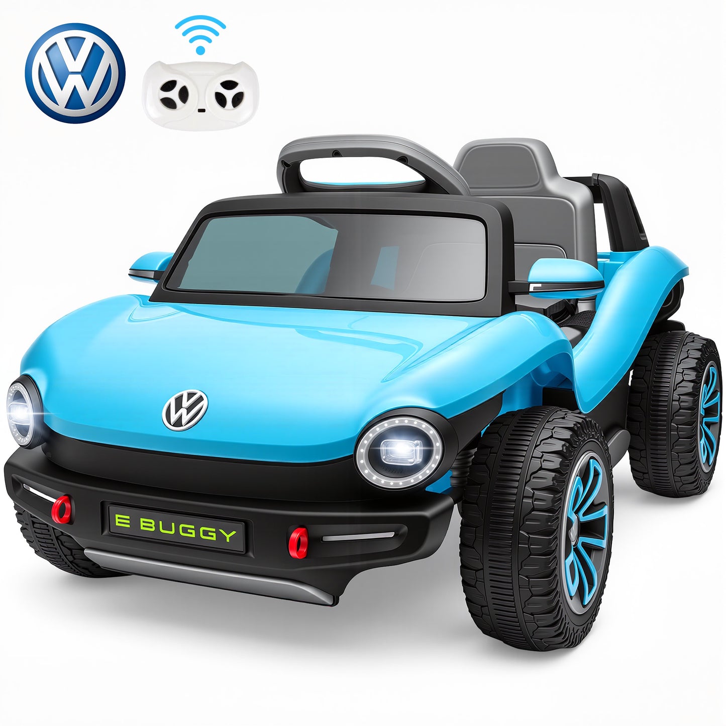 12V Electric Ride on Cars, Licensed Volkswagen Beetle Ride on Toys with Remote Control, Bluetooth, USB Port, Music, Rear Storage, LED Lights, Battery Powered Toddlers Electric Car for Kids Ages 3+