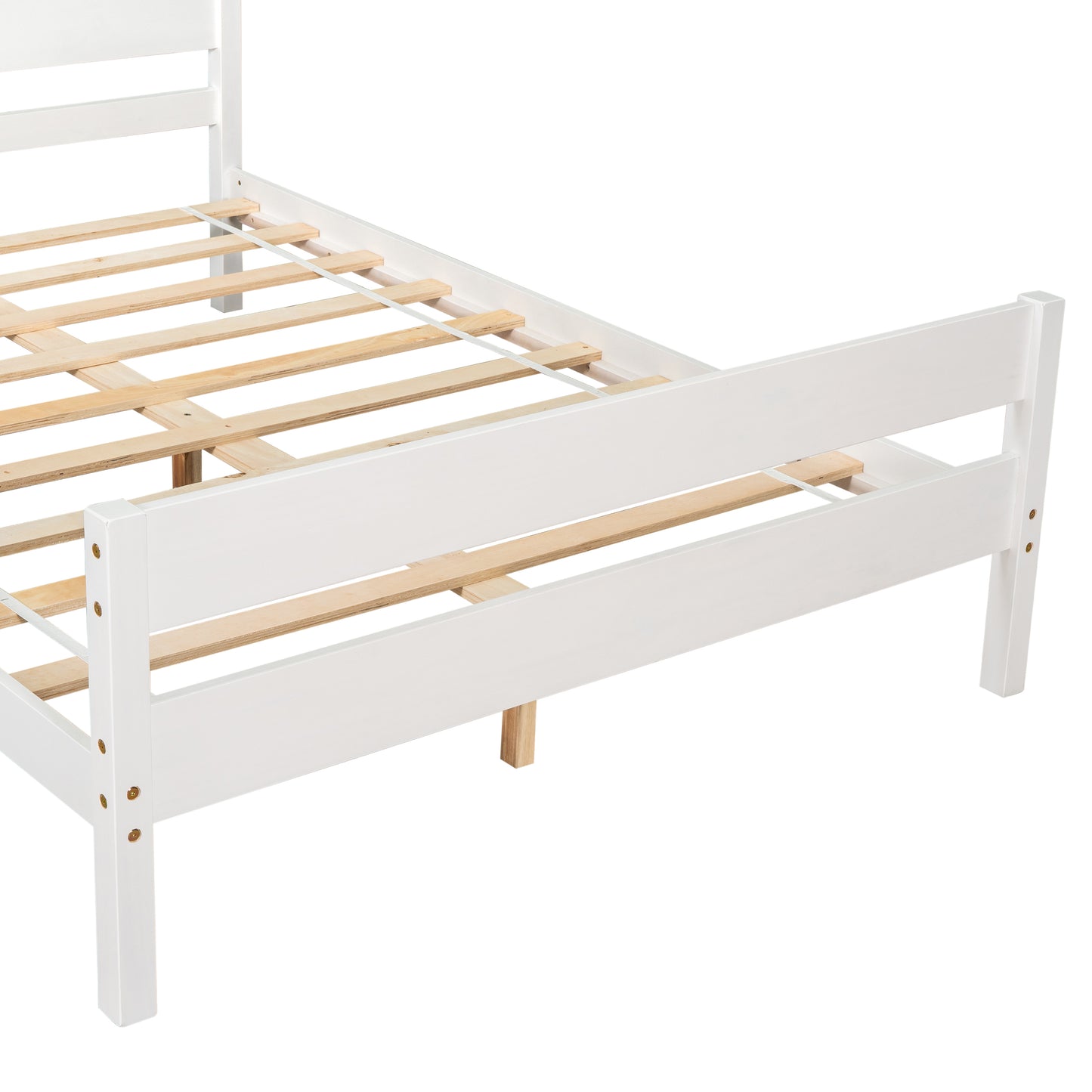 iRerts Full Platform Bed Frame with Headboard and Footboard, Wood Full Size Bed Frame, Modern Platform Bed Frame Full Size with Wood Slat Support, No Box Spring Needed, White