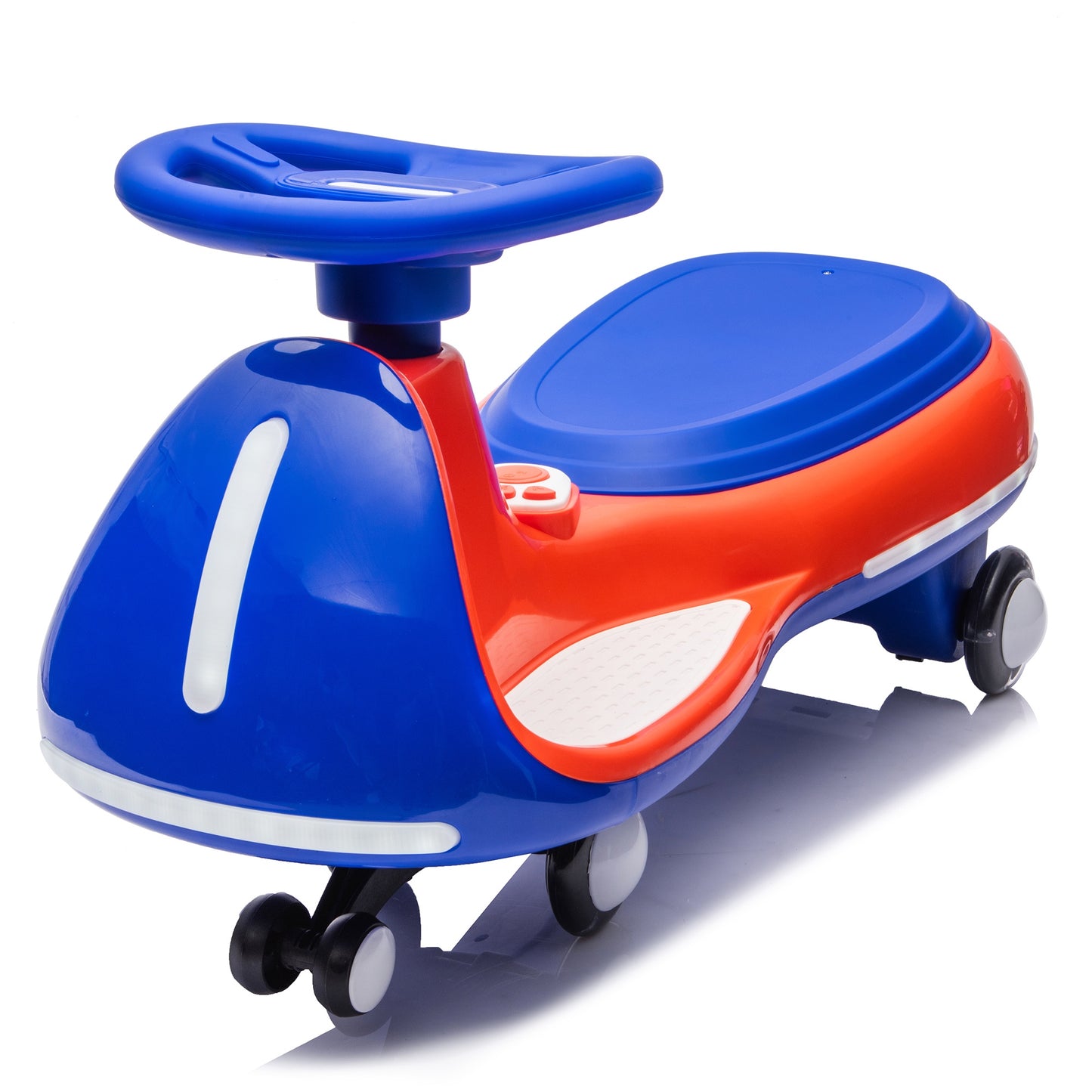 12V Electric Wiggle Car, Powered Ride on Toys for Kids with Flashing PU Wheels, Bluetooth Music, 2-in-1 Swing Car Kids Electric Vehicles for Boys Girls Ages 3+, Blue+Red